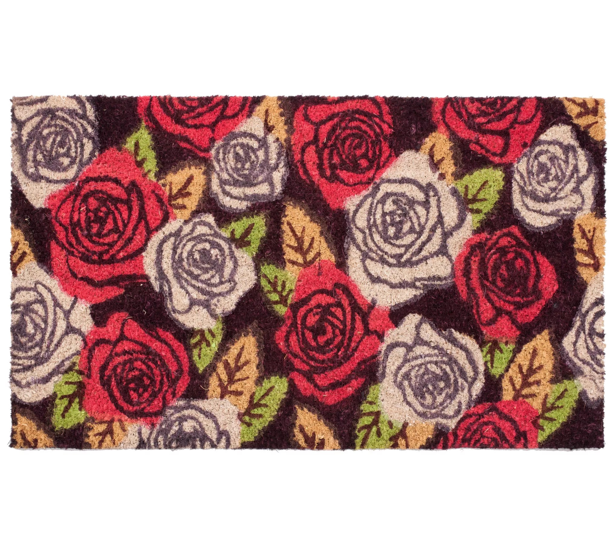 Garden Roses Coir Doormat with PVC Backing