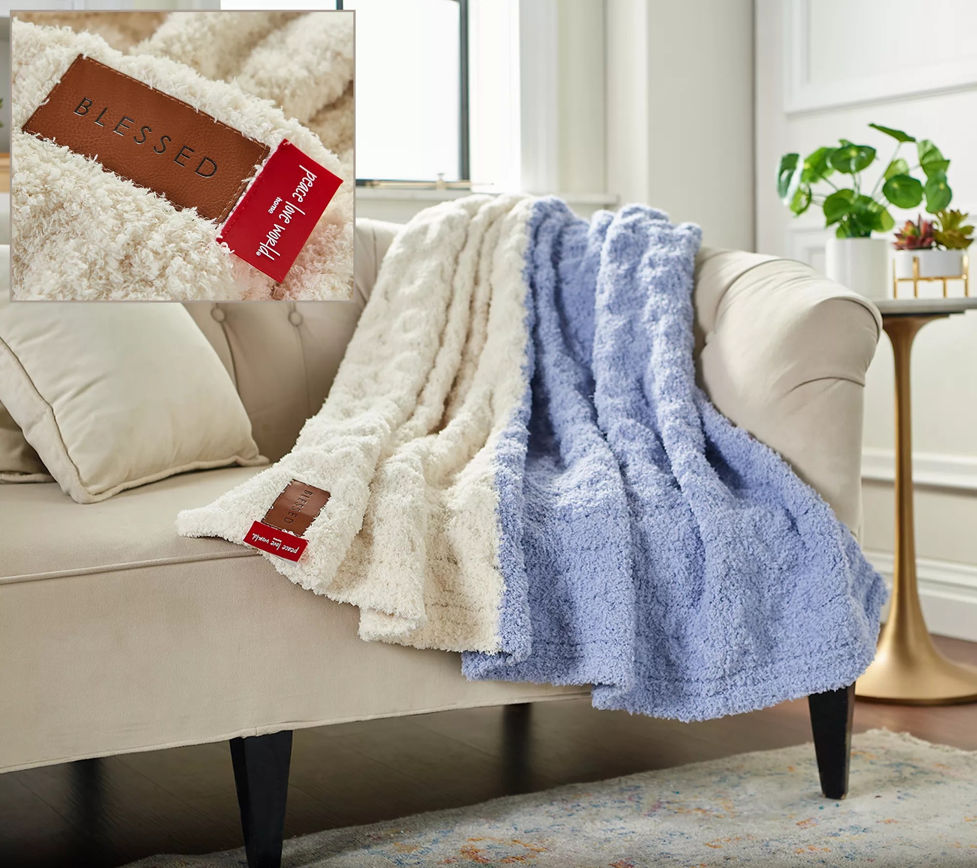 "As Is" Peace Love World 60" x 70" Color Block Knit Throw