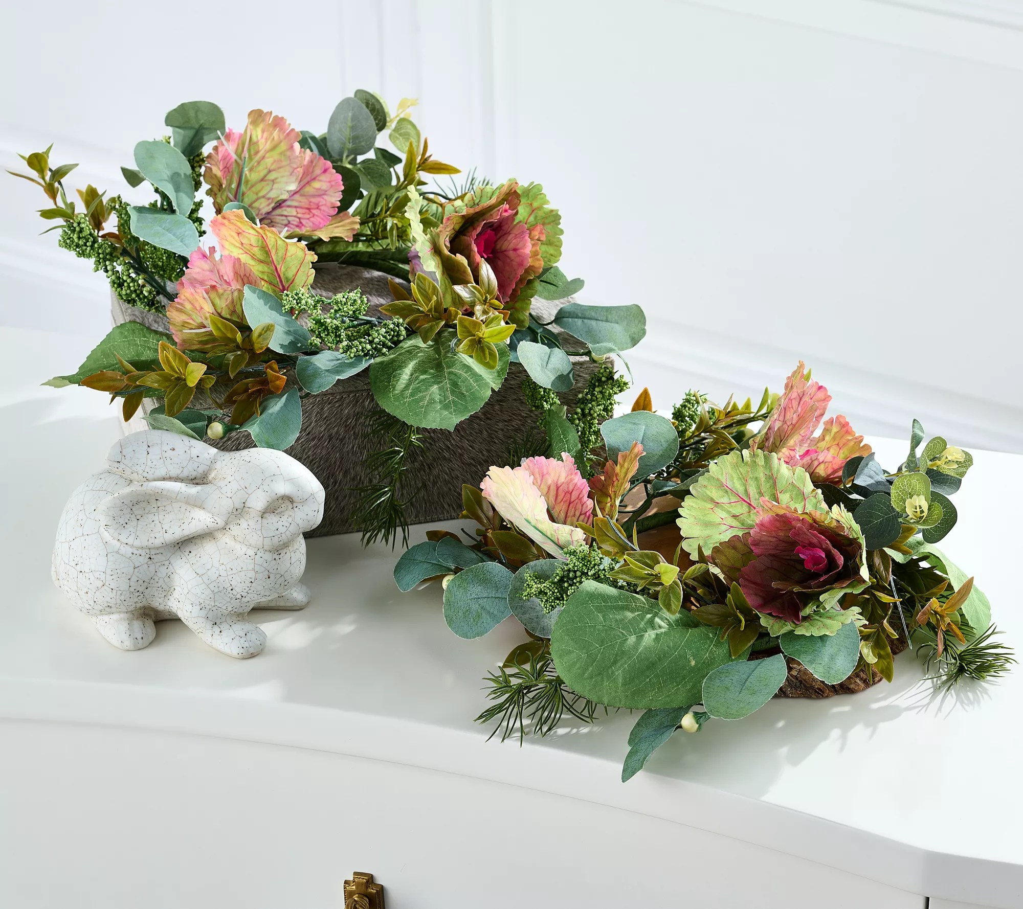 Set of 2 Cabbage and Eucalyptus Candle Rings by Valerie