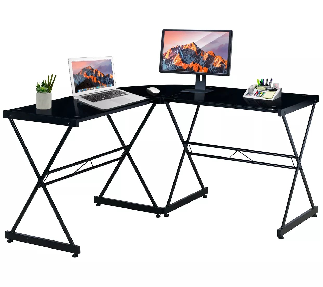 Techni Mobili LShaped Glass Computer Desk