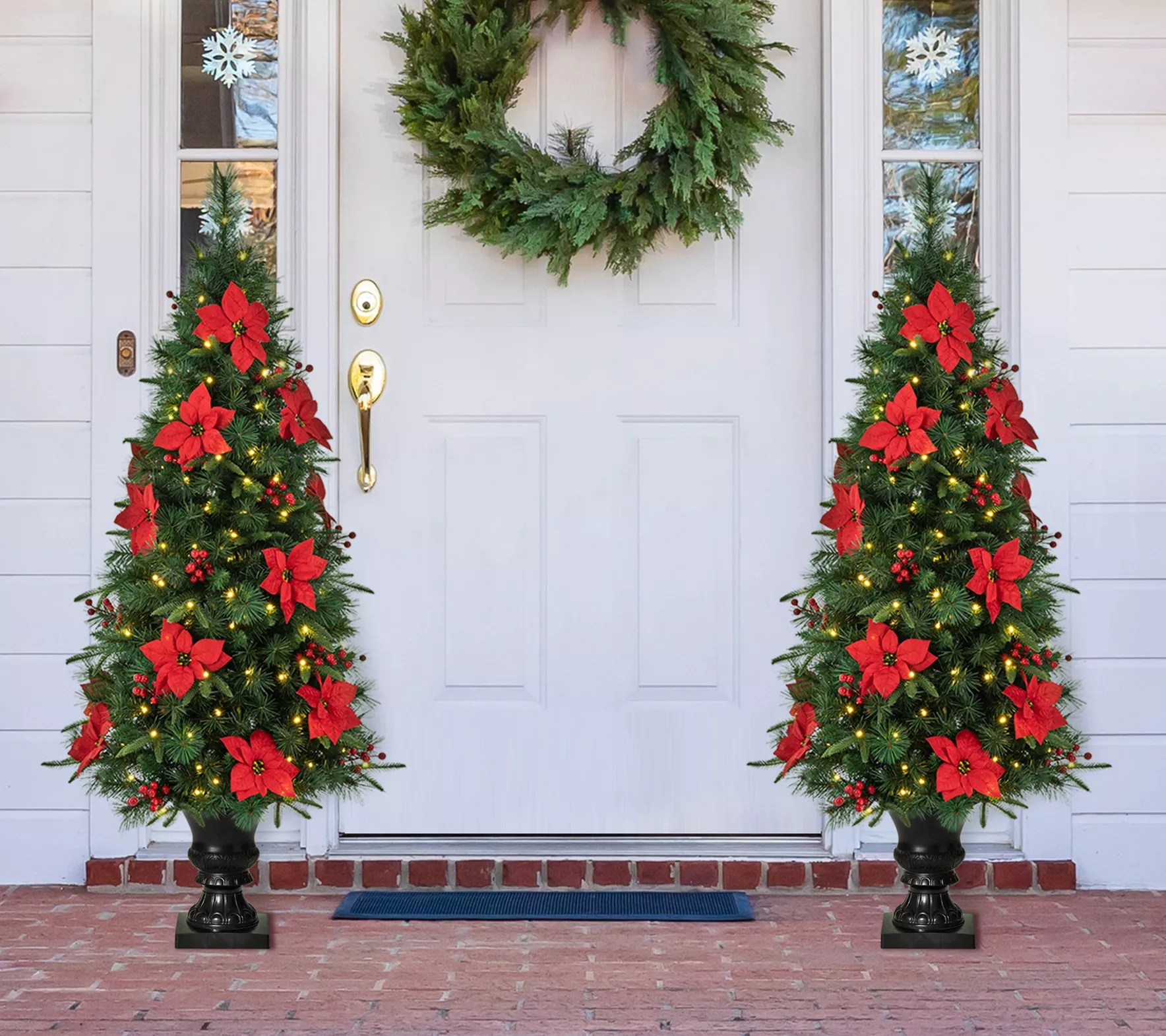 Glitzhome Set of Two 5' PreLit Artificial Christmas Trees