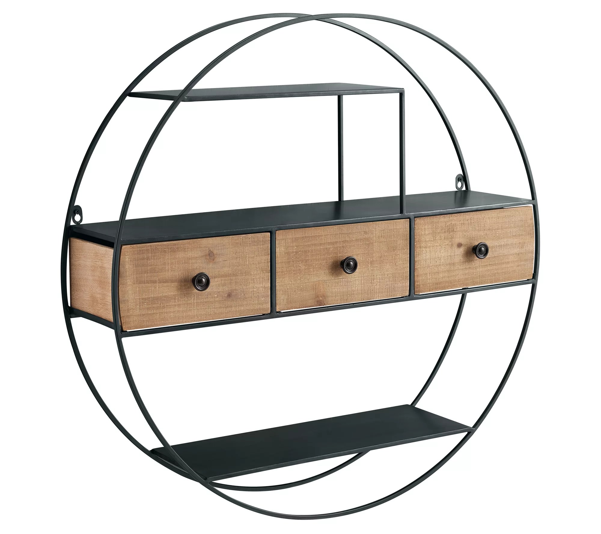 Linon Home Tilia Round Wall Decor Shelf With 3 Drawers