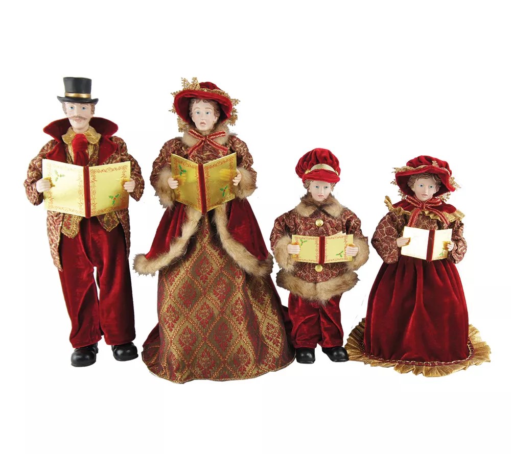 Set of 4 15" to 18" Victorian Carolers by Santa's