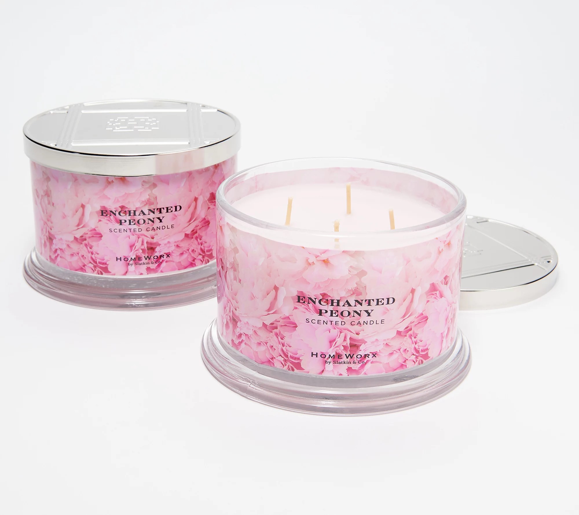 "As Is" HomeWorx by Slatkin & Co. S/2 Peony 18oz Candles