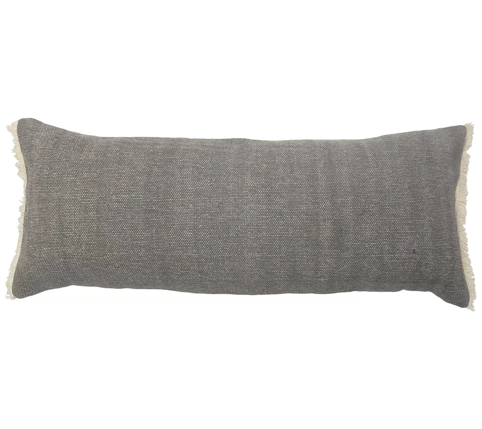 Ox Bay Solid Woven Lumbar Throw Pillow with Fri nge