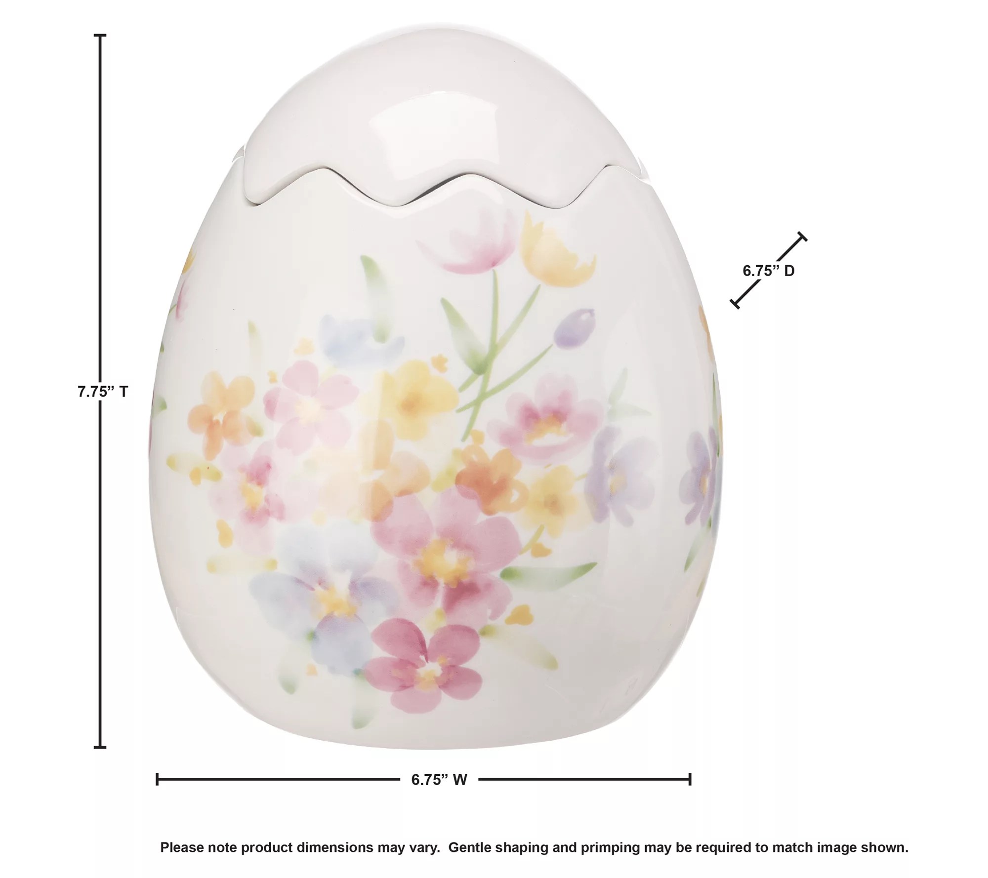Floral Egg Vase With Lid 7.75" By Valerie