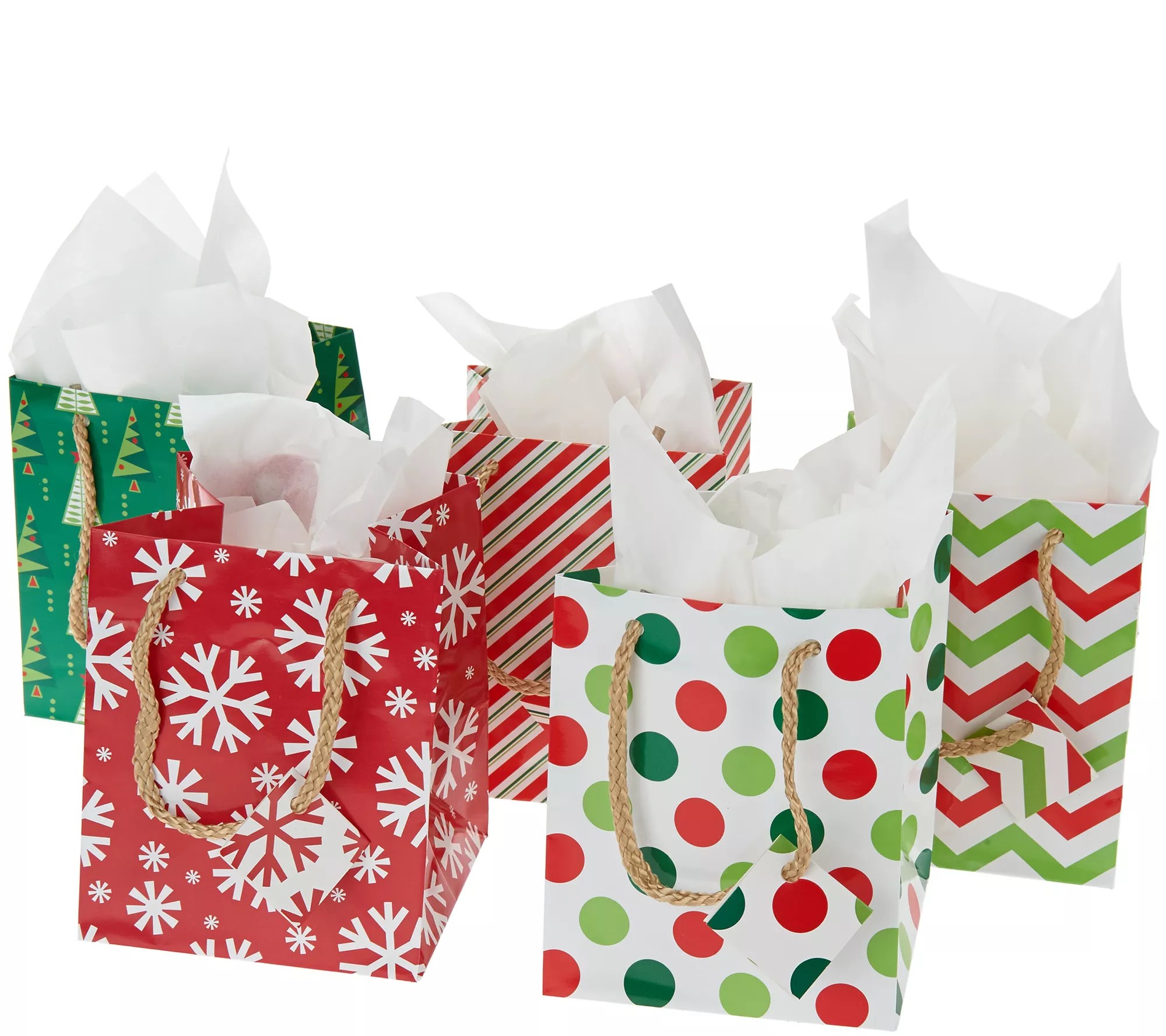 Mr. Christmas S/5 Porcelain Illuminated Ornaments with Gift Bags