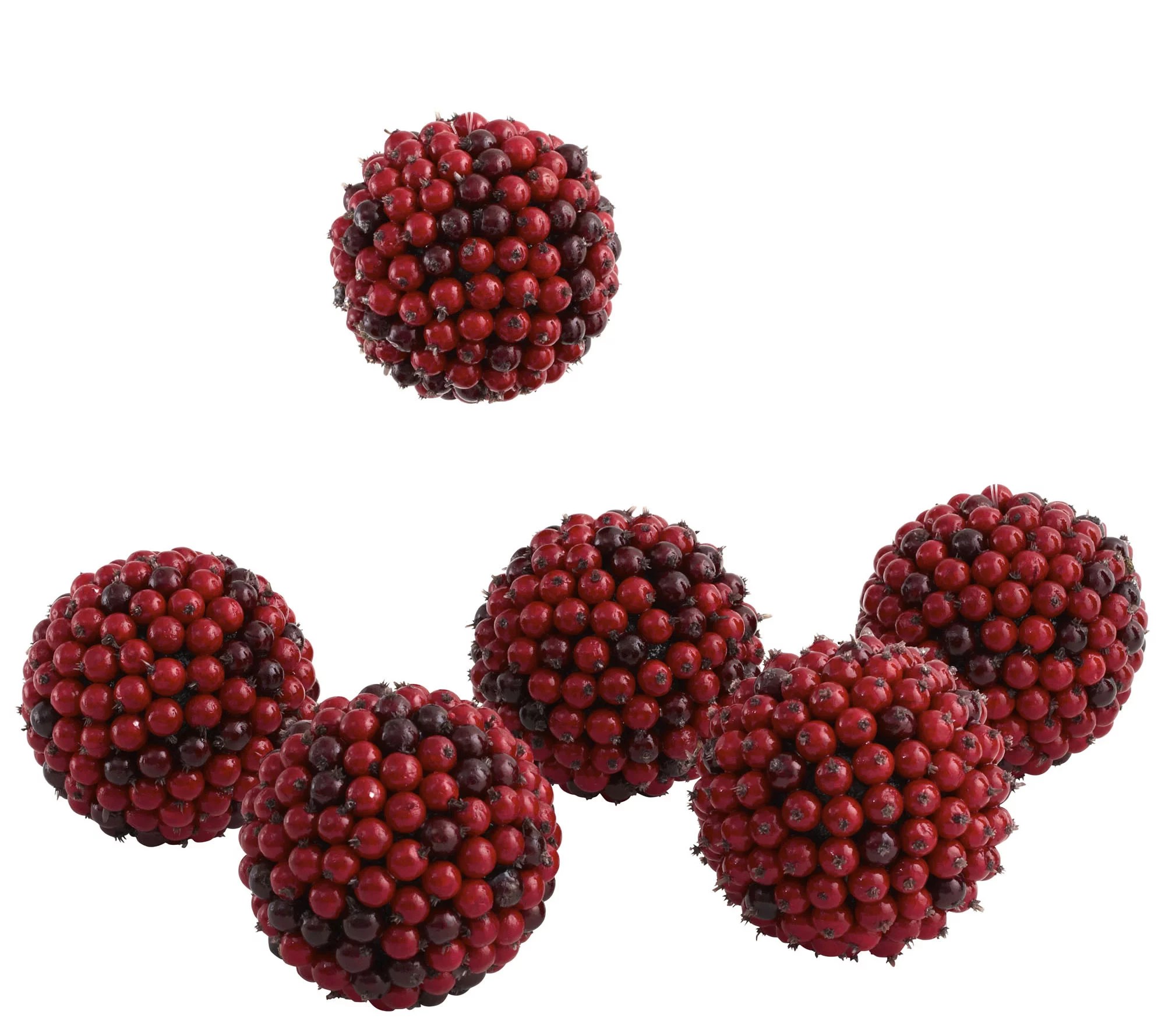 Set of (6) 5" Red Berry Balls by Nearly Natural