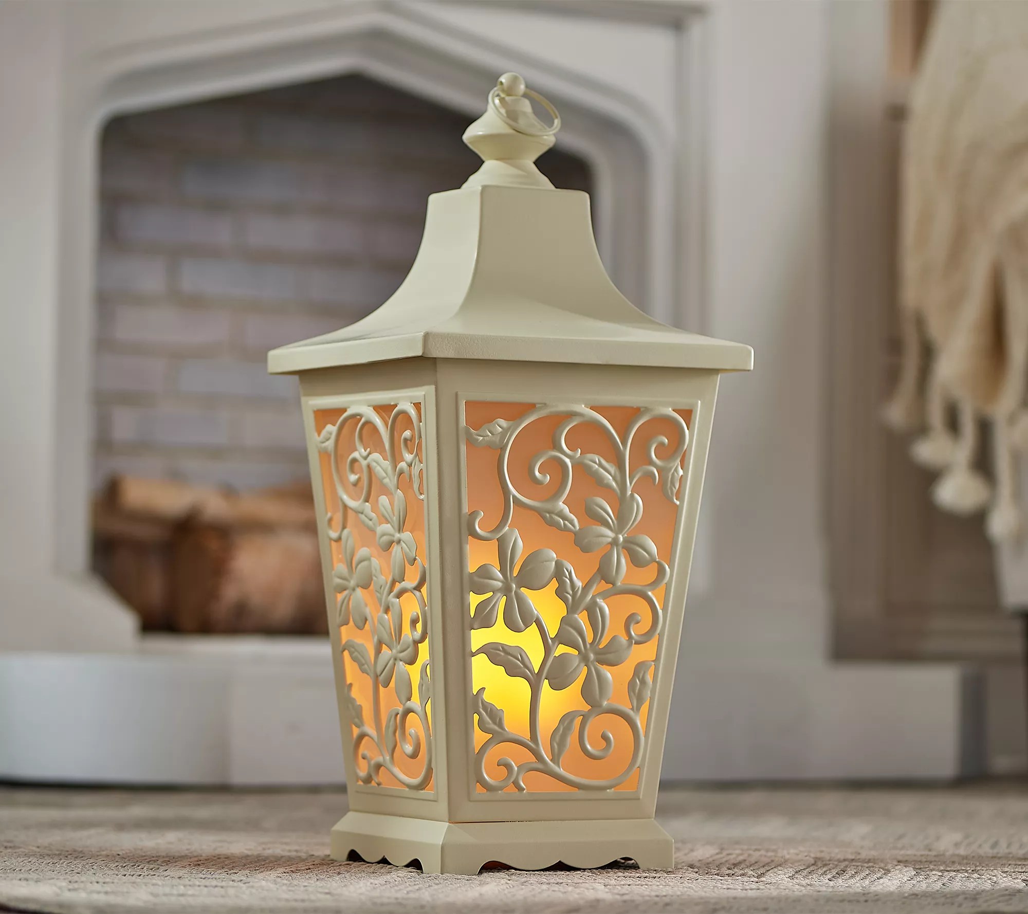 Indoor/Outdoor 21" Flickering Flame Metal Lantern by Valerie