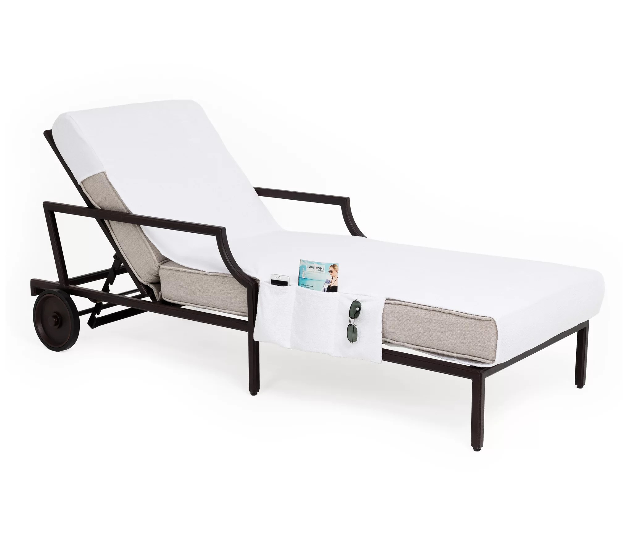 Linum Home Standard Size Chaise Lounge Cover with Side Pockets