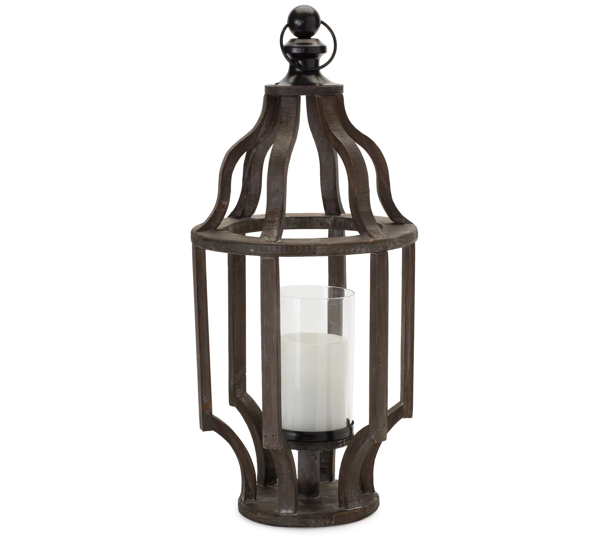 Melrose Wood Lantern Candle Holder 22.5"H