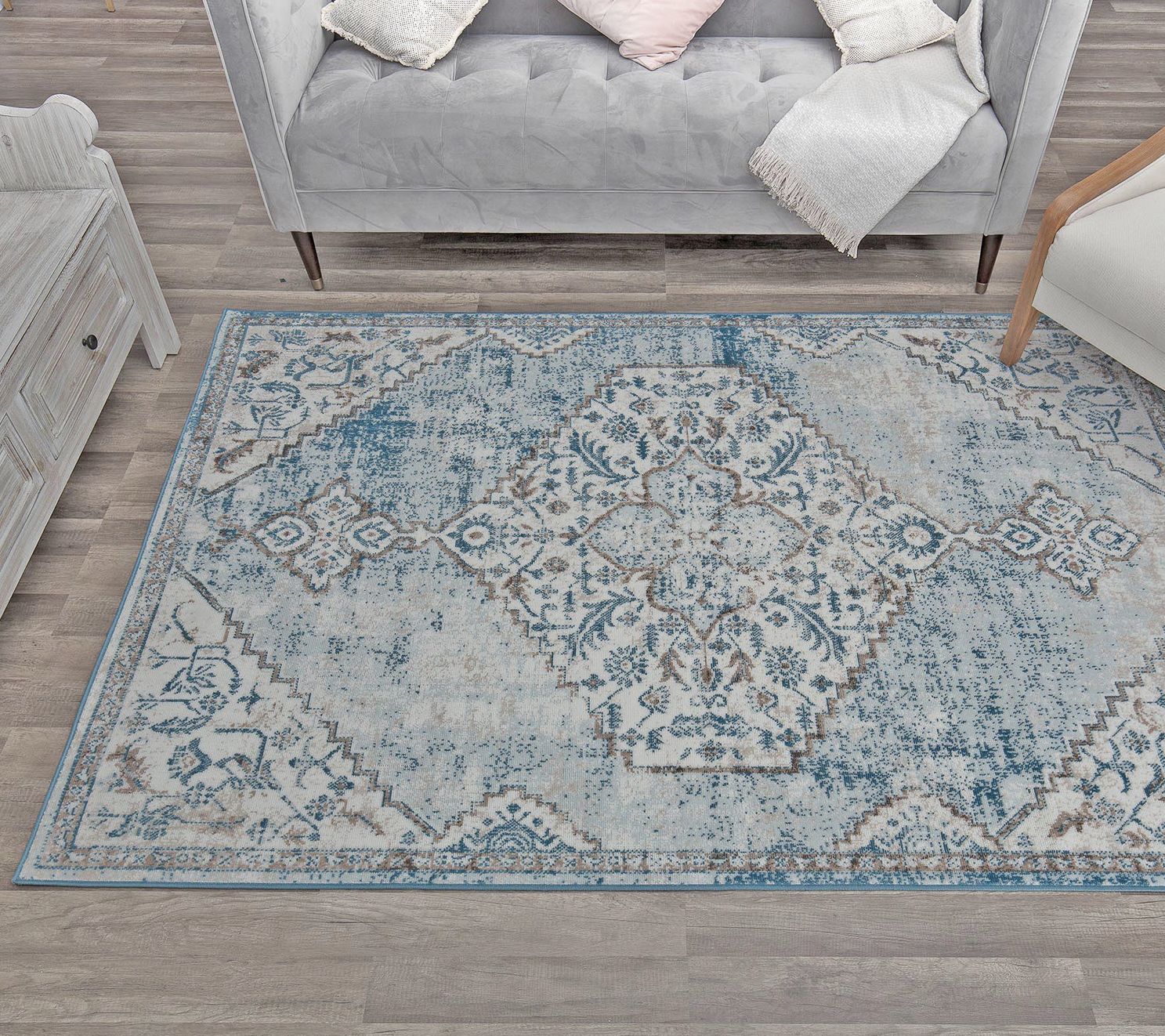Rugs America Freya FY65A Powder Blue Farmhouse 8'0" x 10'0"