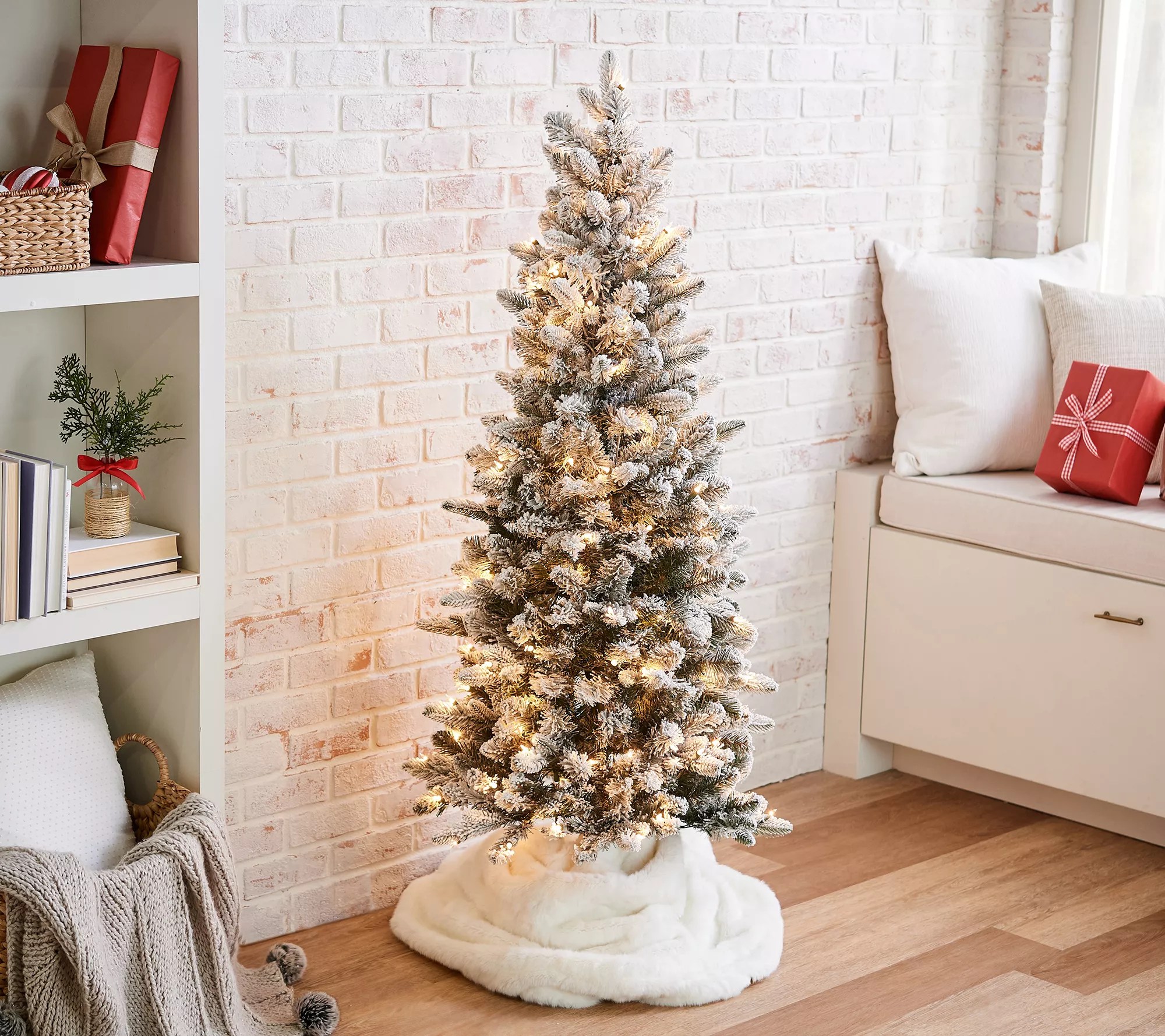 Bethlehem Lights 5' Slim Flocked Spruce Tree