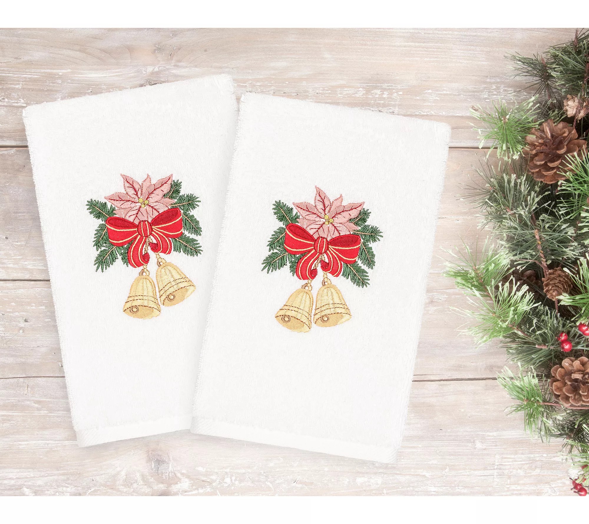 Linum Home Textiles Christmas Bells 2Piece Hand Towels