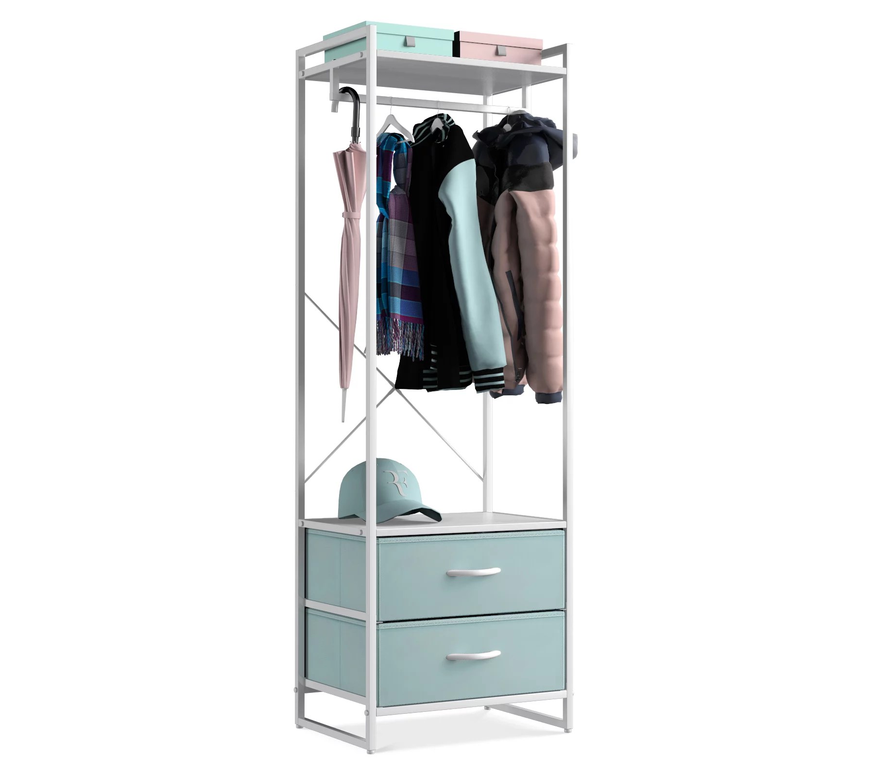 Sorbus Clothing Rack with Drawers Pastel Colo rs