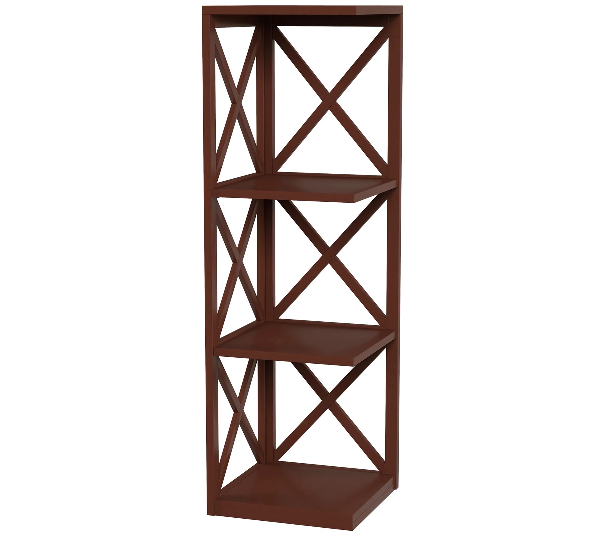 Lavish Home 4Shelf Corner Bookcase Open CrissCross Style