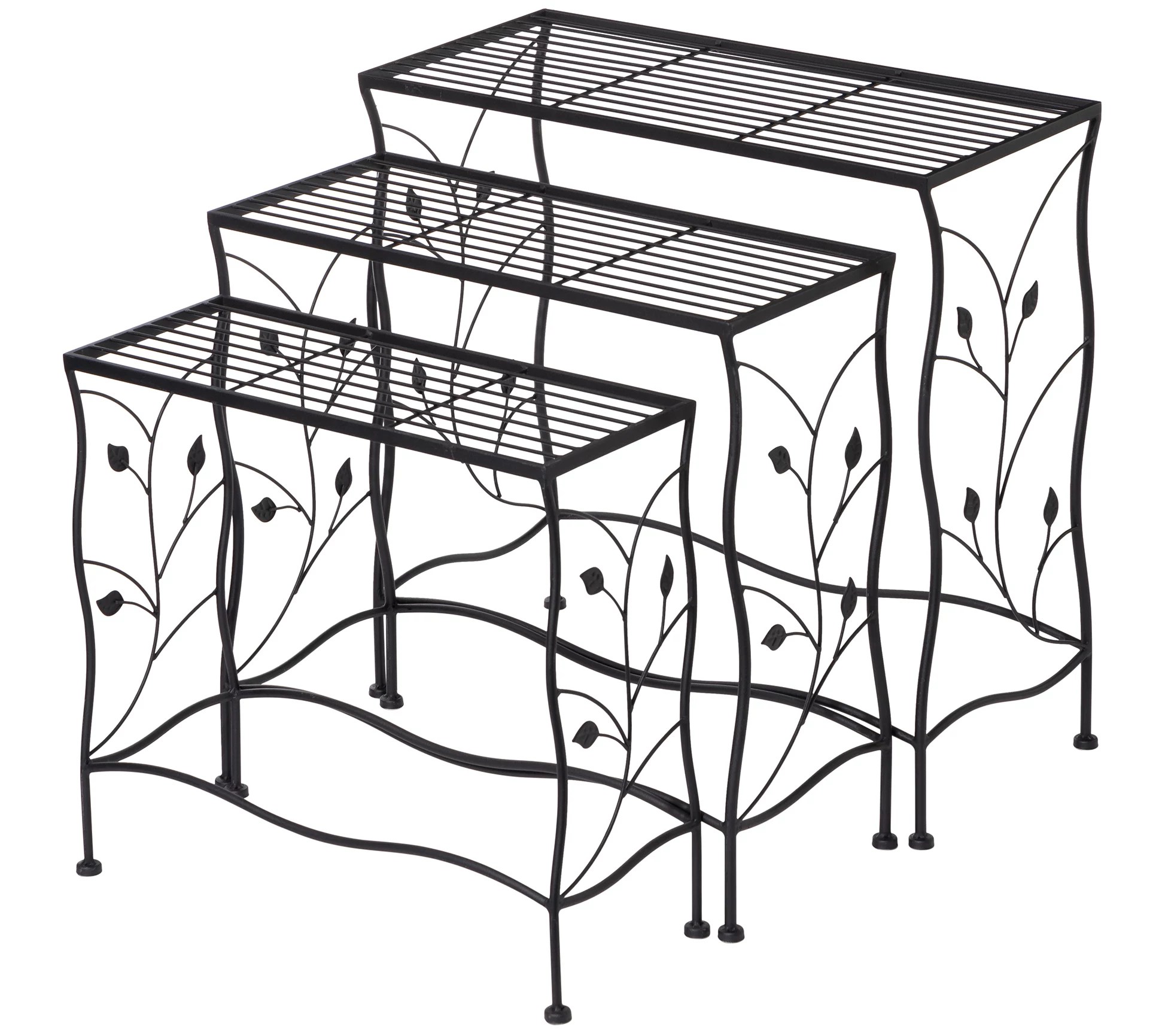 Glitzhome Vines and Birds Plant Stands or Accen t Tables S/3