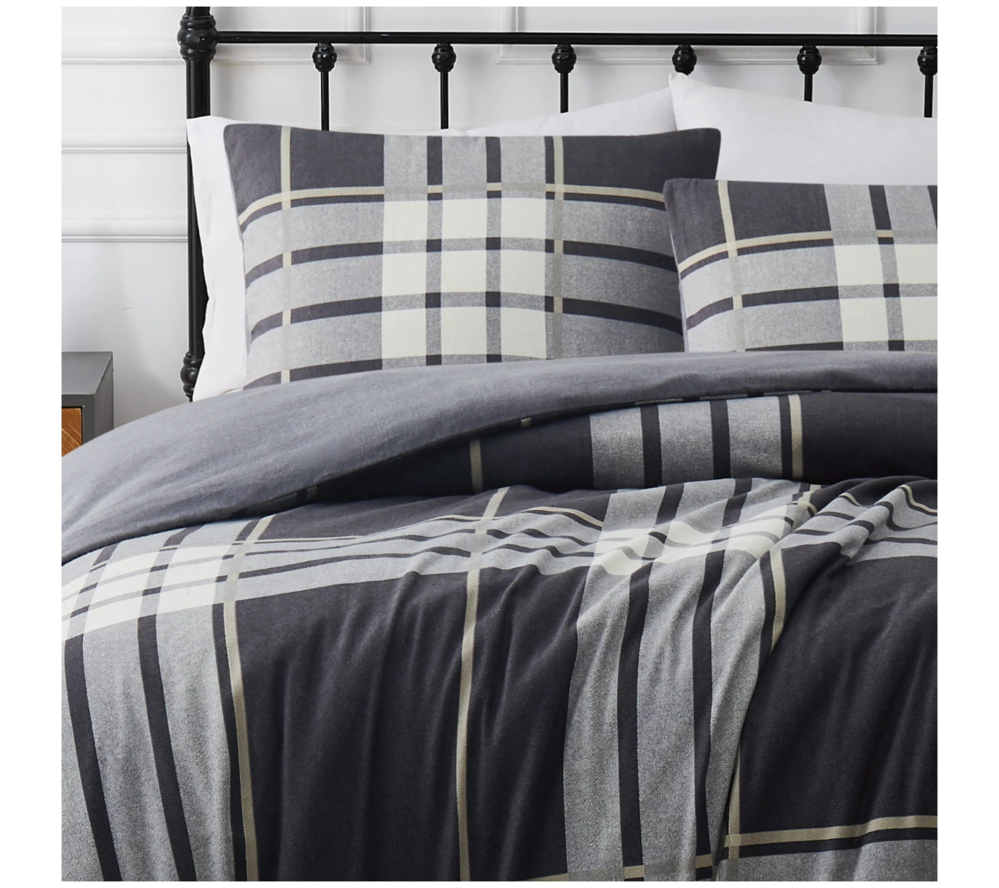 Truly Soft Milo Plaid Twin XL 2Piece Flannel Duvet Cover Set