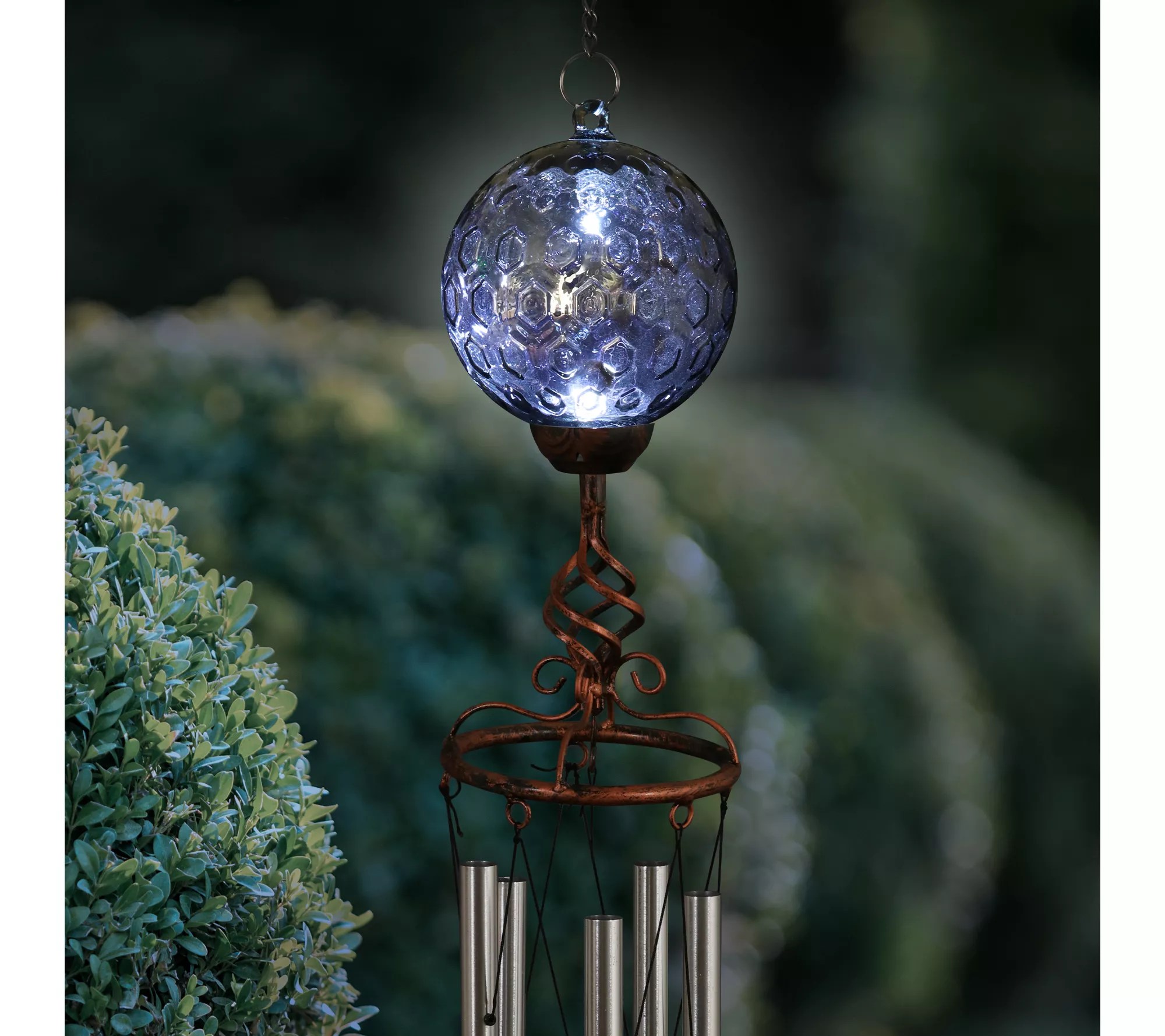 Solar Glass Ball with Wind Chime by Exhart