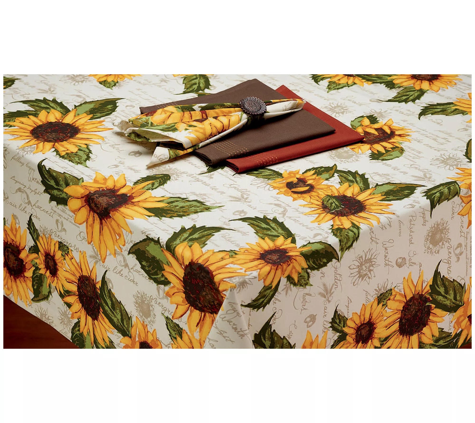 Design Imports 60" x 84" Rustic Sunflowers Printed Tablecloth