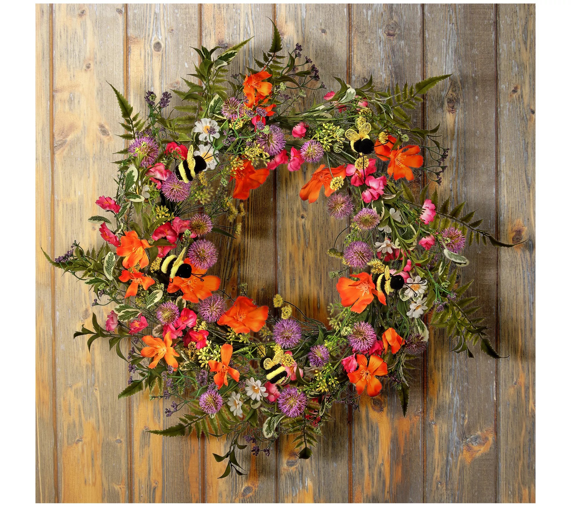 Summer Bloom W Bee Wreath 24" by Valerie