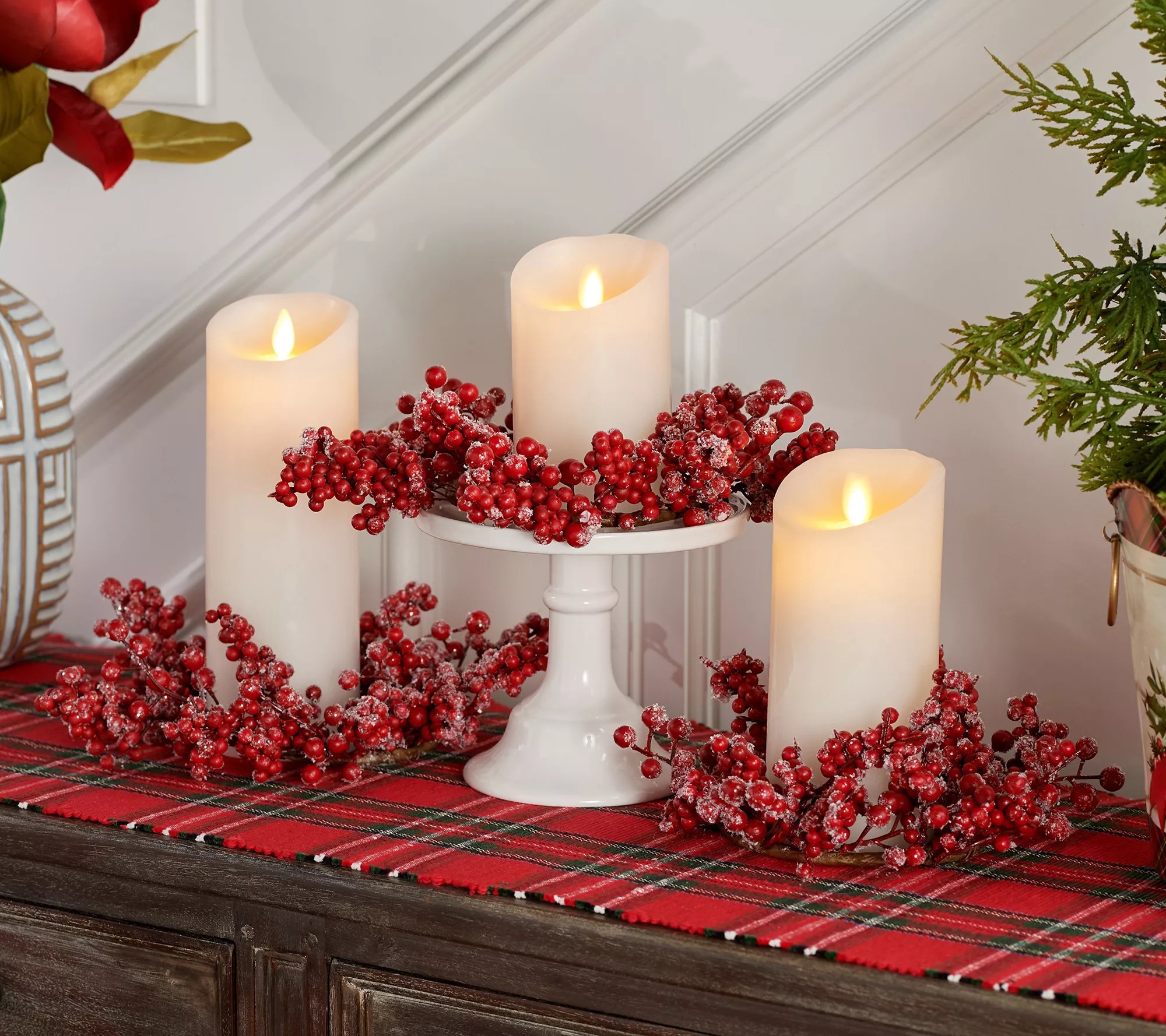 Set of 3 Frosted Berry Candle Rings by Valerie