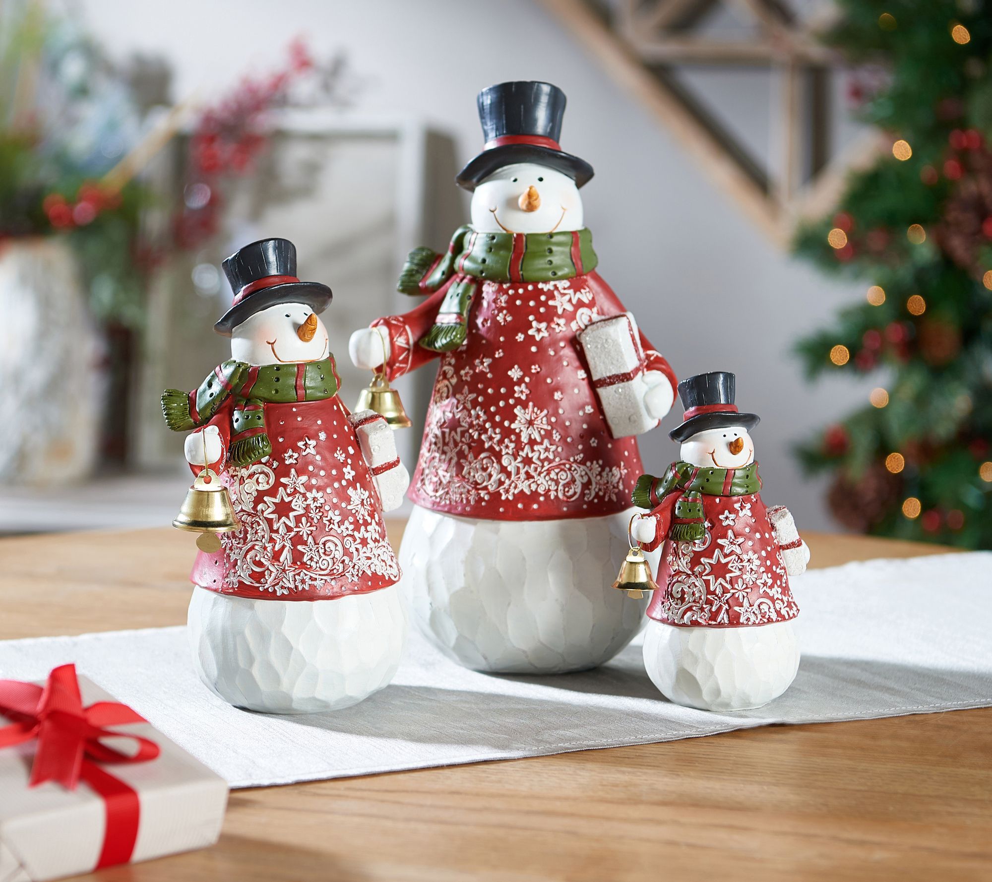 S/3 Snowmen Figurines with Sweaters and Scarves by Valerie