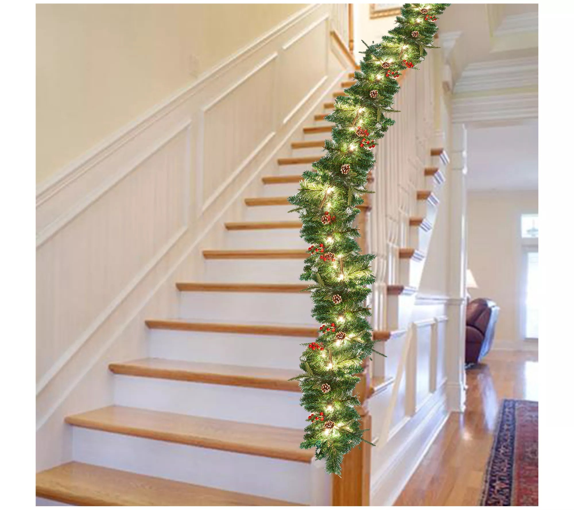 Joiedomi 9' Snow Flocked PreLit Christmas Garland w/50 Lights