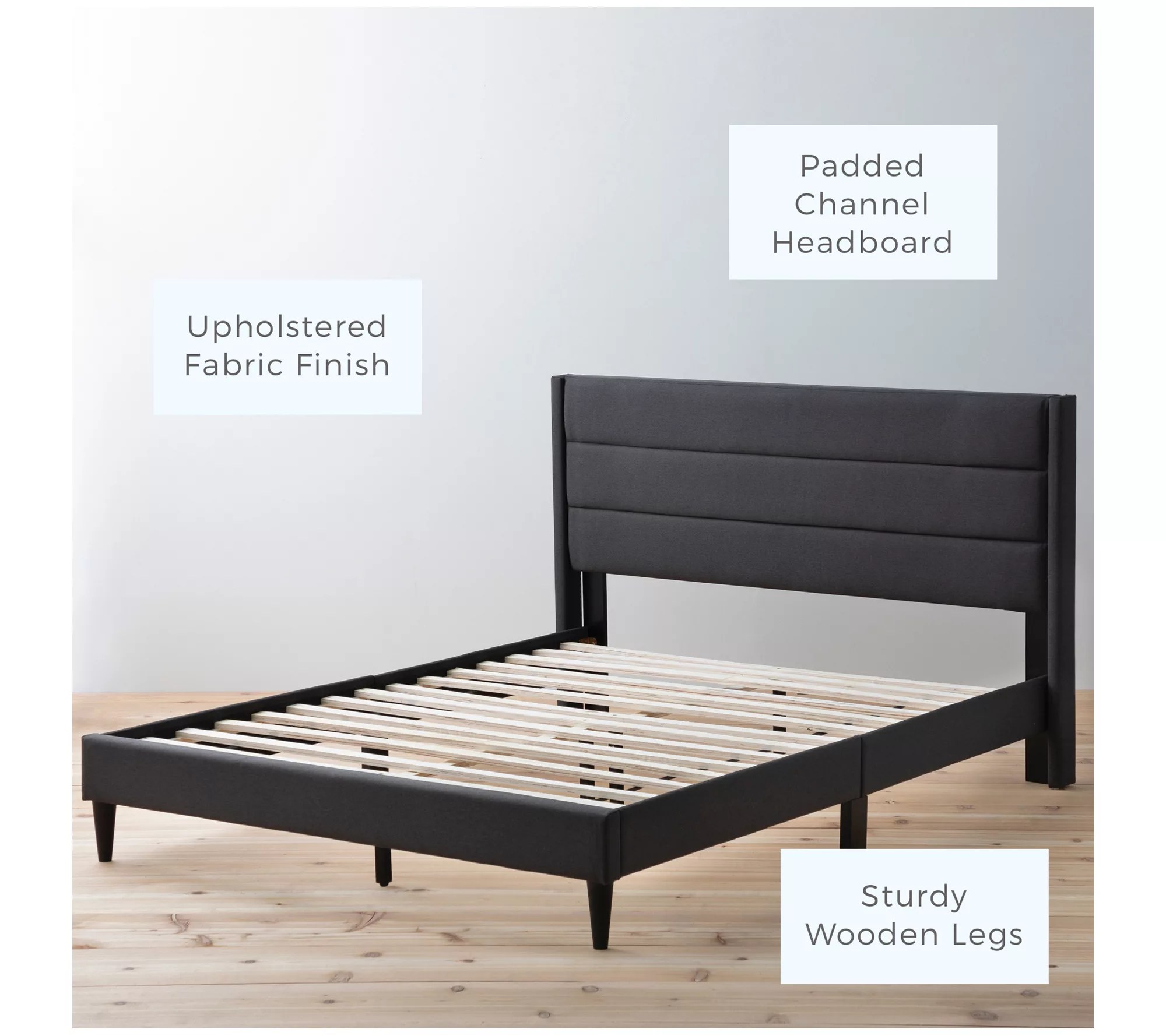 Upholstered Triple Lined Platform Bed, Twin
