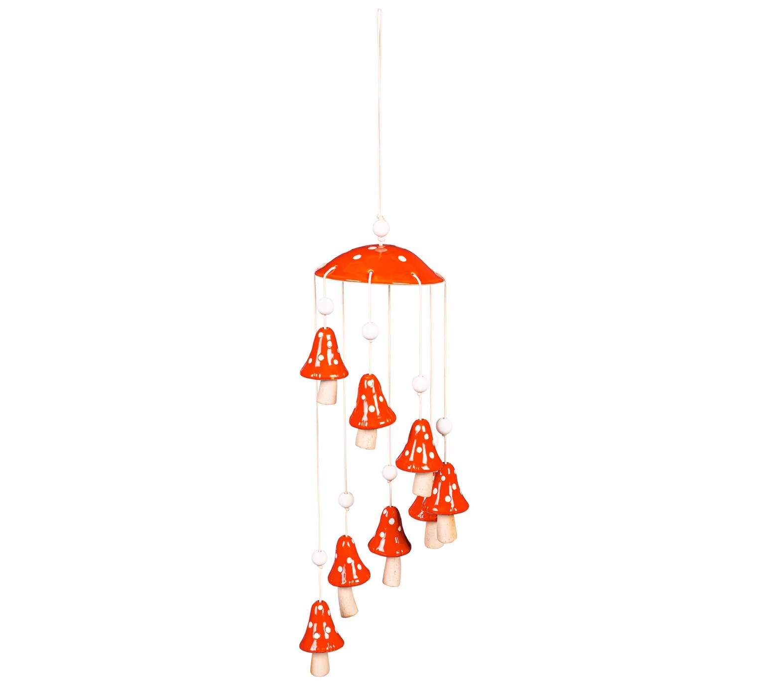 Evergreen Red Mushroom Ceramic Hanging Garden Decor