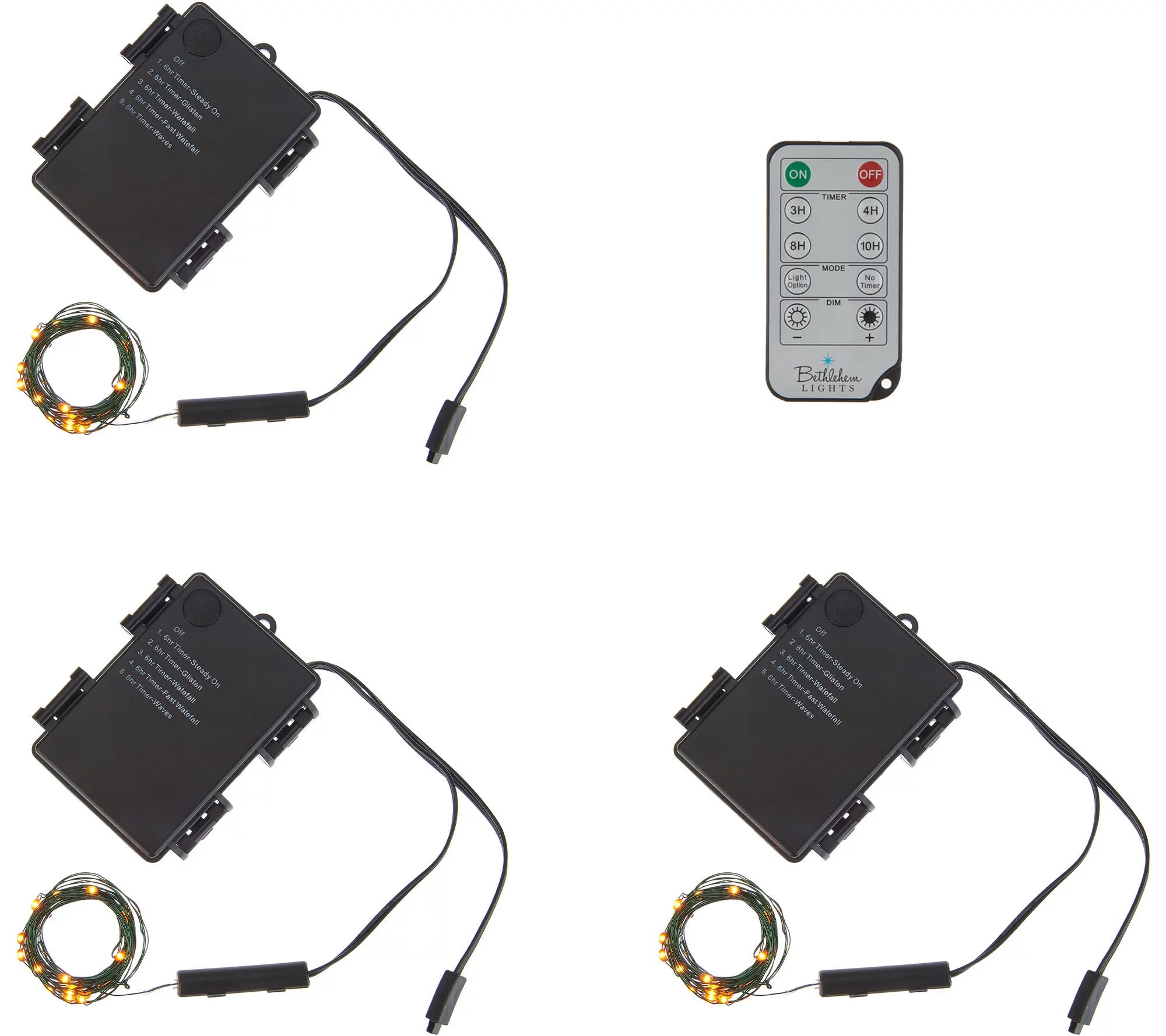 Bethlehem Lights Set of 3 Indoor/Outdoor 8' Fairy Lights with Remote