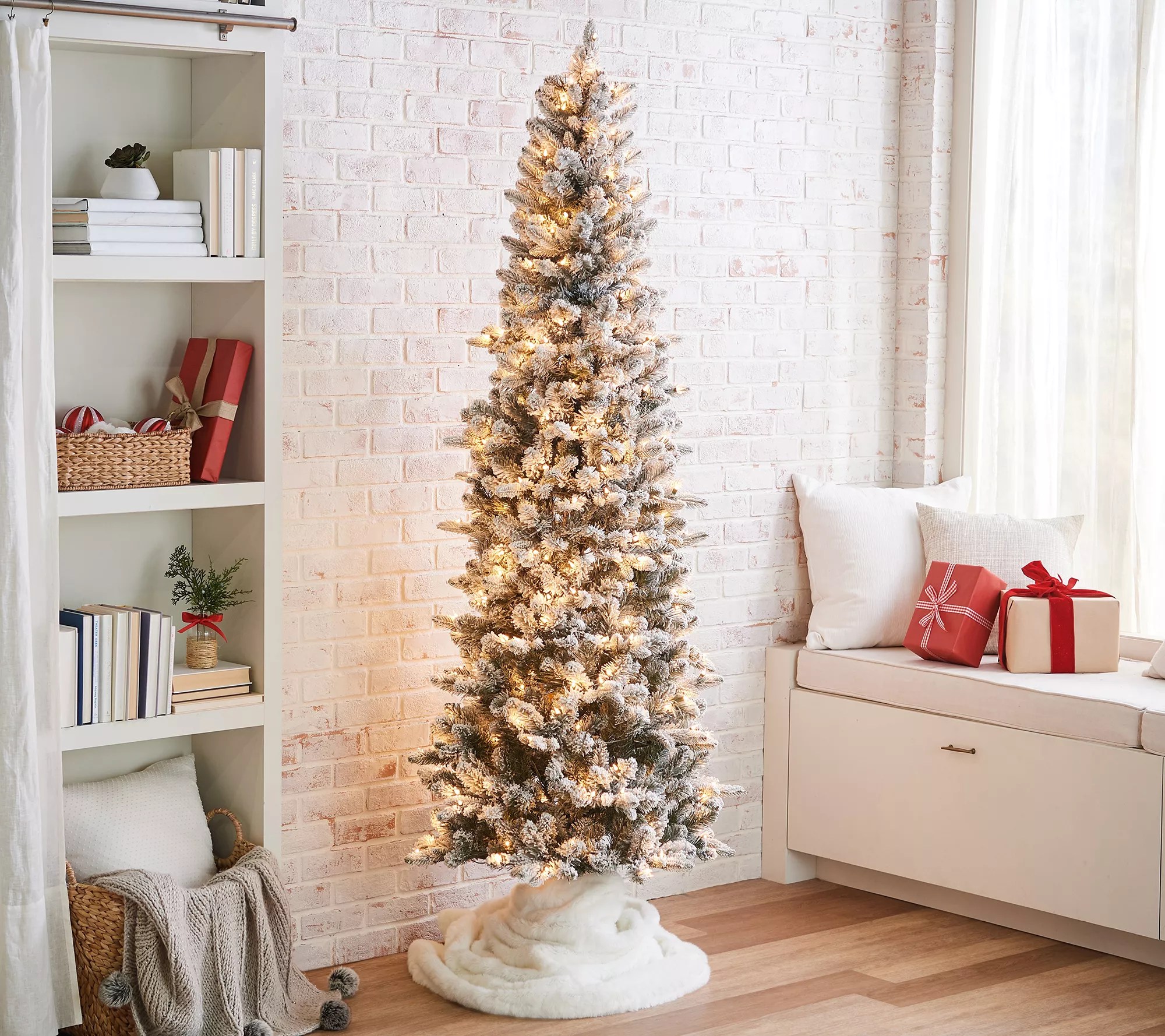 Bethlehem Lights 9' Slim Flocked Spruce Tree