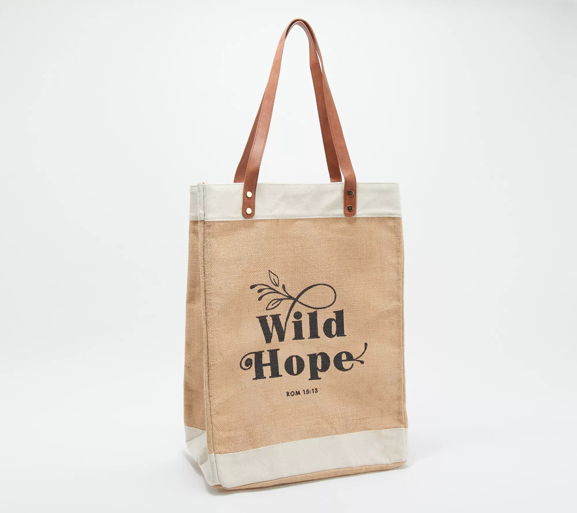 Candace Cameron Bure Market Jute Tote with Leather Handles