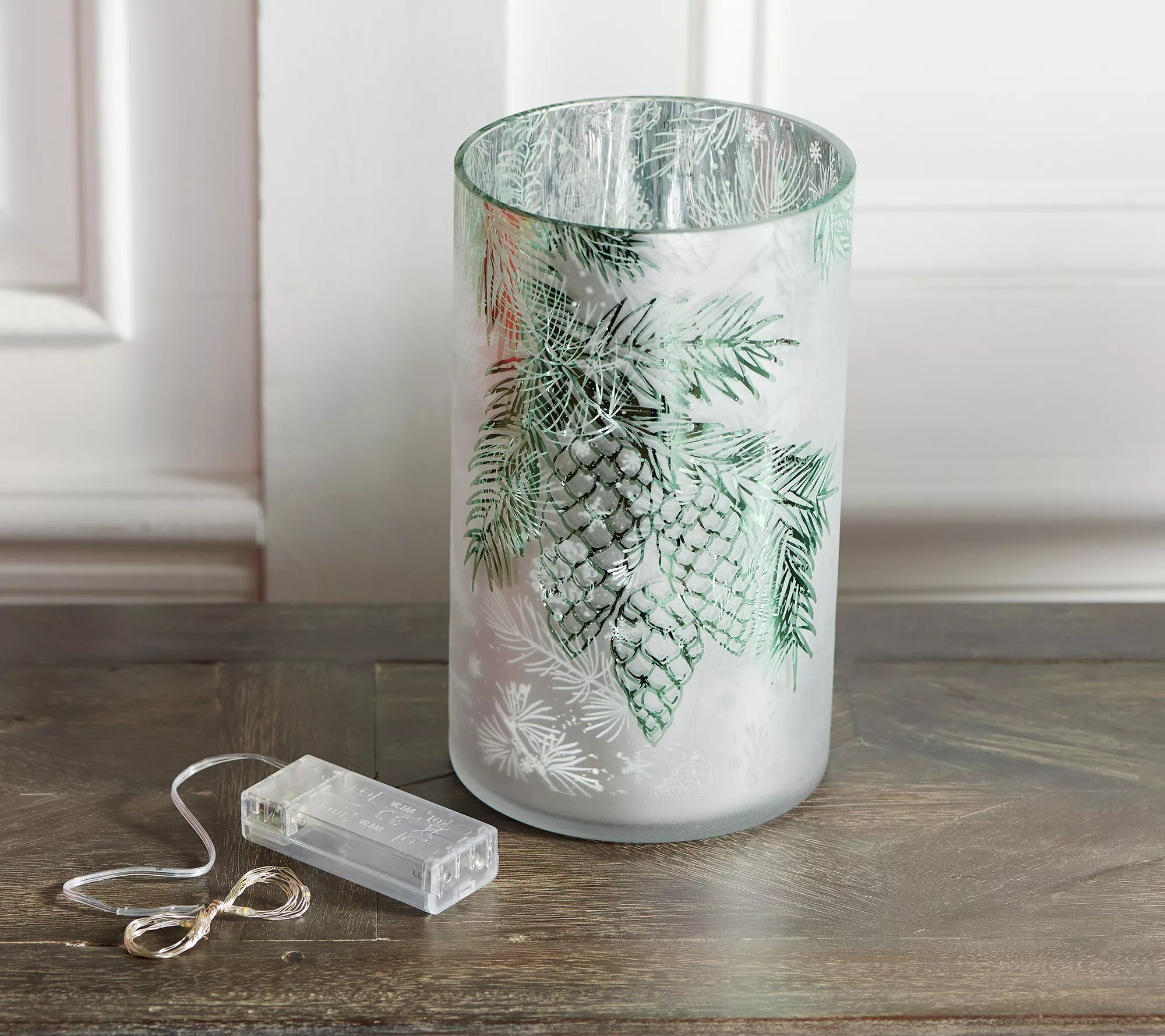 8" Illuminated Glass Hurricane by Valerie