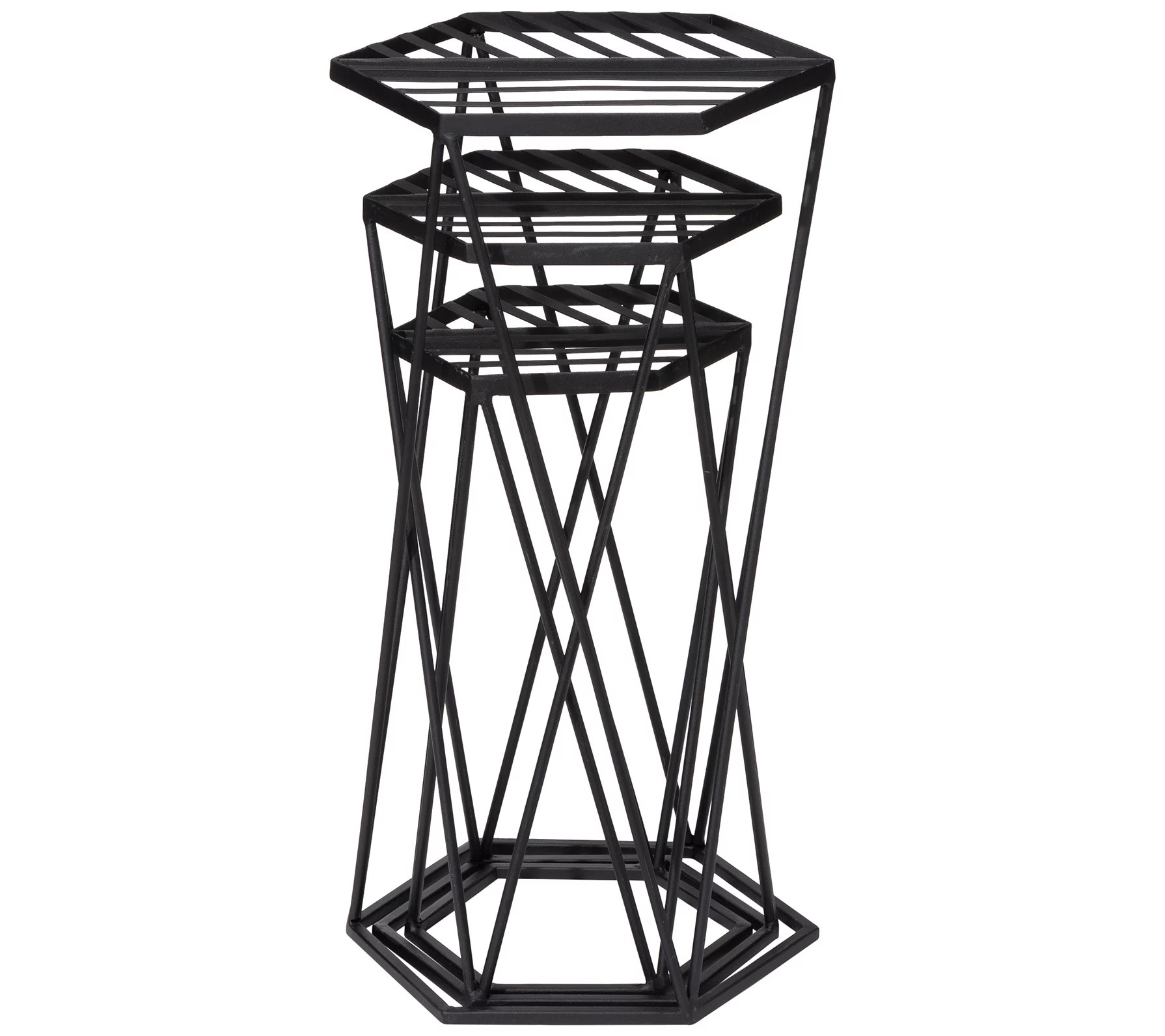 Glitzhome Modern Hexagon Plant Stands or AccentTables S/3