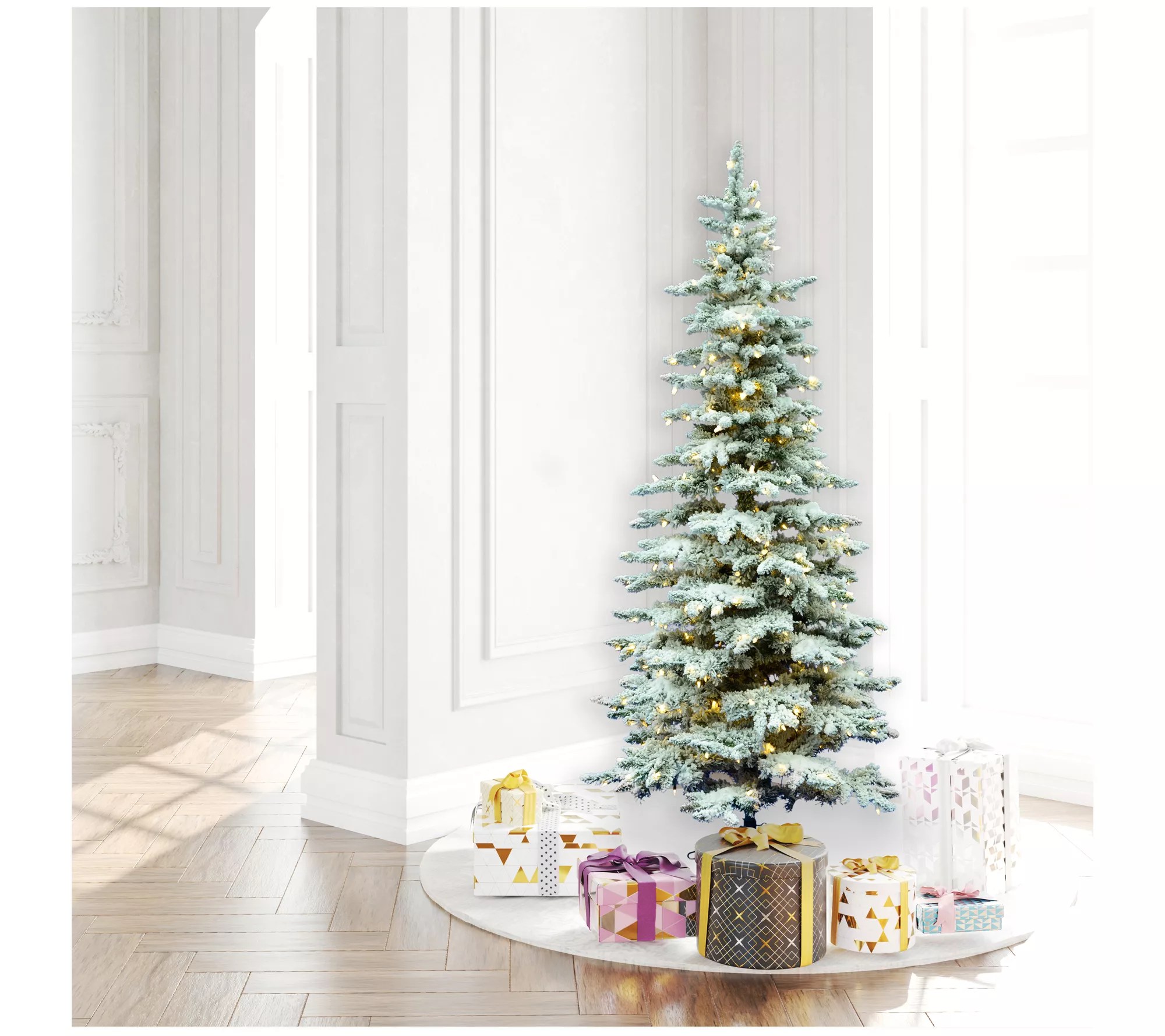 Vickerman 6.5' Flocked Utica Slim Artificial Christmas Tree WW