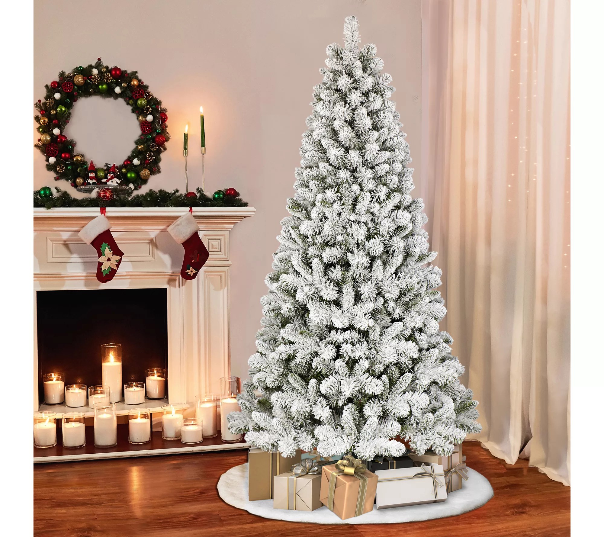 Puleo 6' Flocked Virginia Pine Christmas Tree with Stand