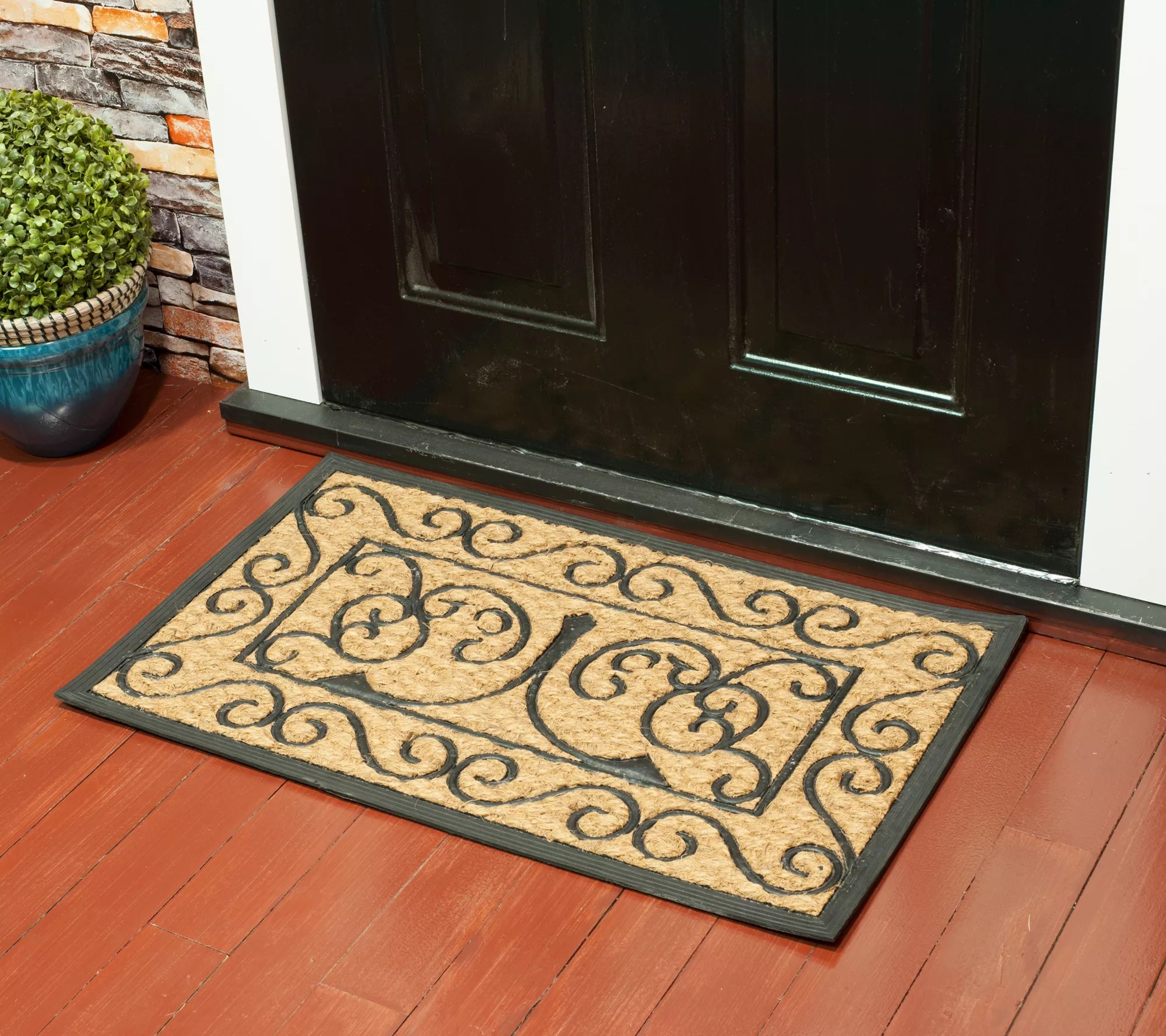 Tuffcor Rectangle Scroll Coir and Rubber Doormat