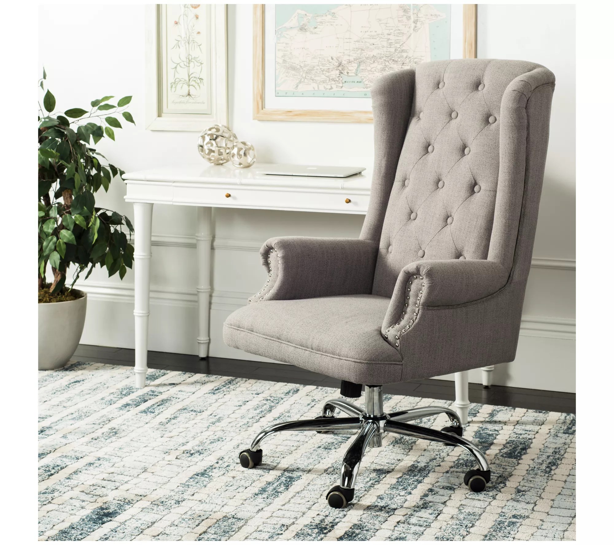 Ian Tufted Swivel Office Chair by Safavieh