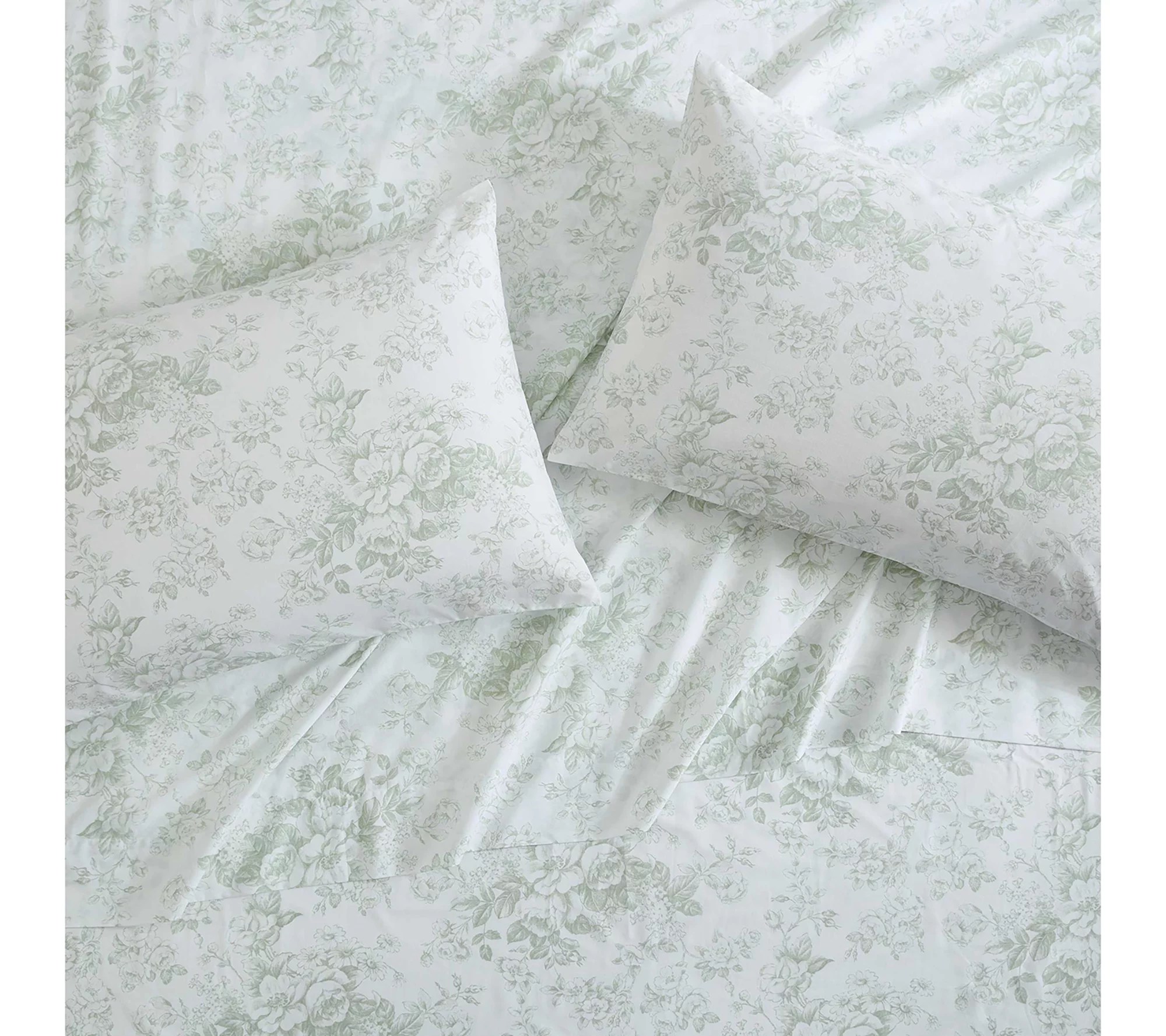 Laura Ashley Toile Delight Green TwinXL Sheet Set