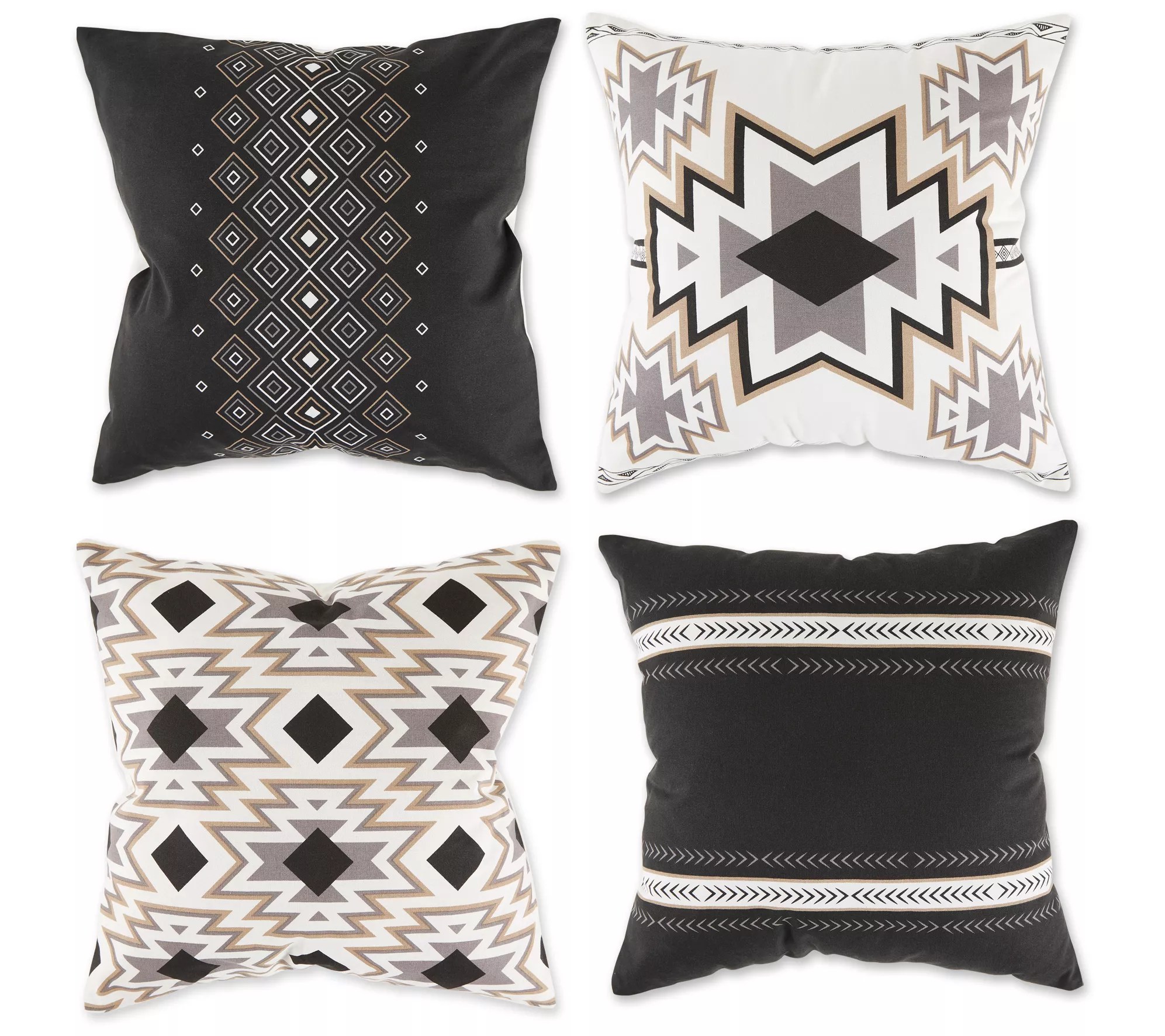 Design Imports Set of 4 Aztec Print Pillow Covers 18" x 18"