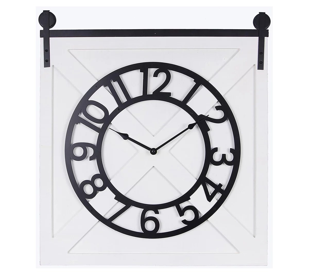 Young's Wood Modern Country Barn Door Style Wall Clock