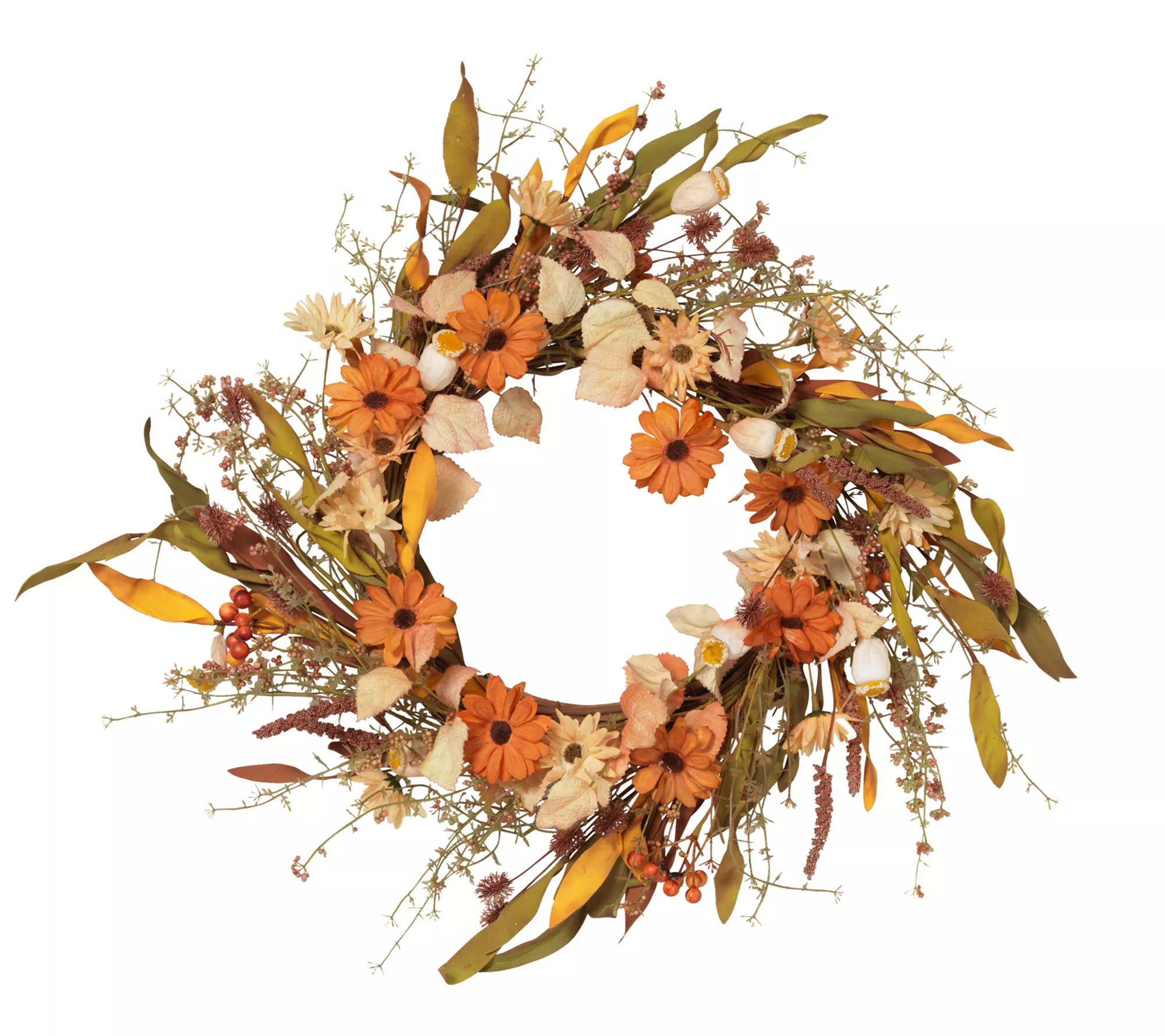 22"D Harvest Wreath with Fall Flowers by GersonCo.