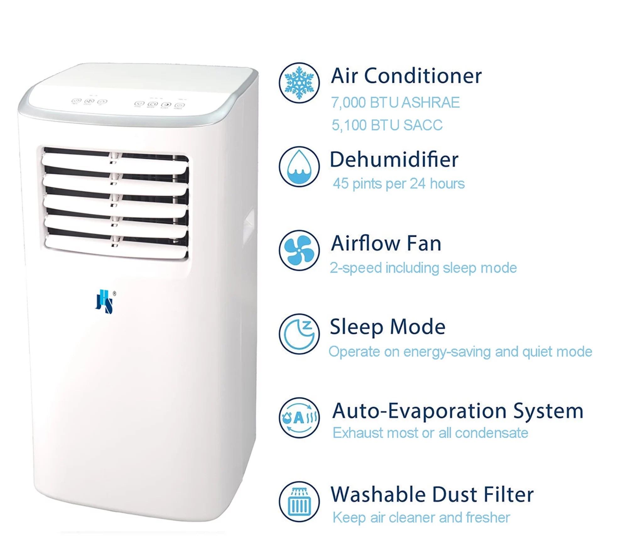 JHS 7,000 BTU Portable Air Conditioner