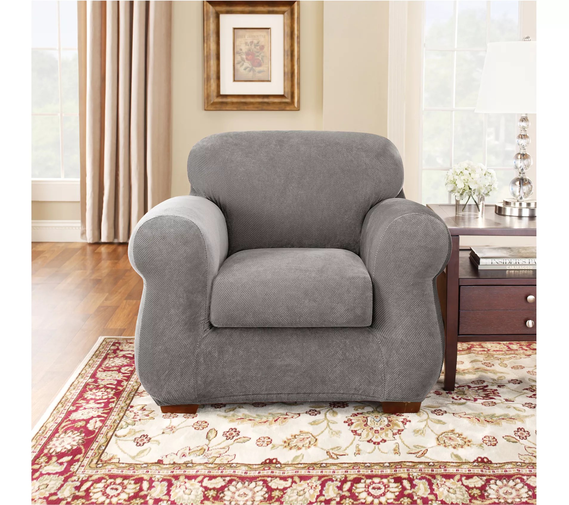 SureFit Stretch Pique 2Piece Chair Slipcover