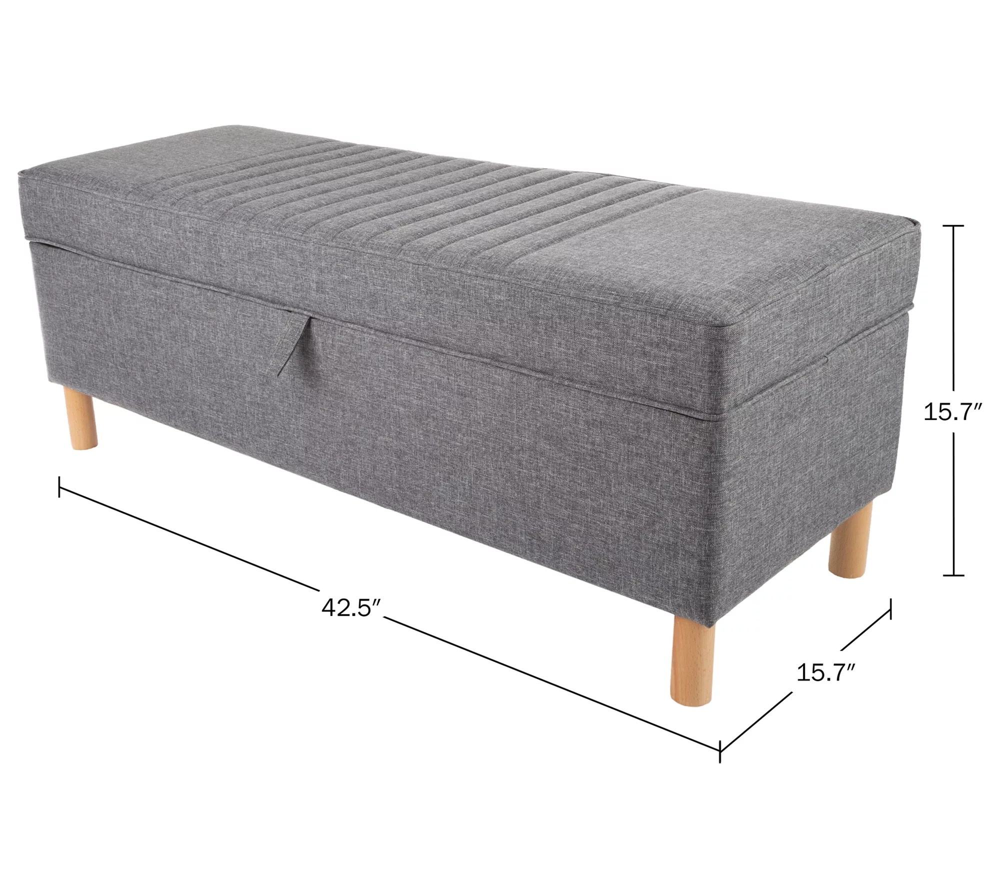 Lavish Home Storage Ottoman Tweed Footrest Bench Organizer