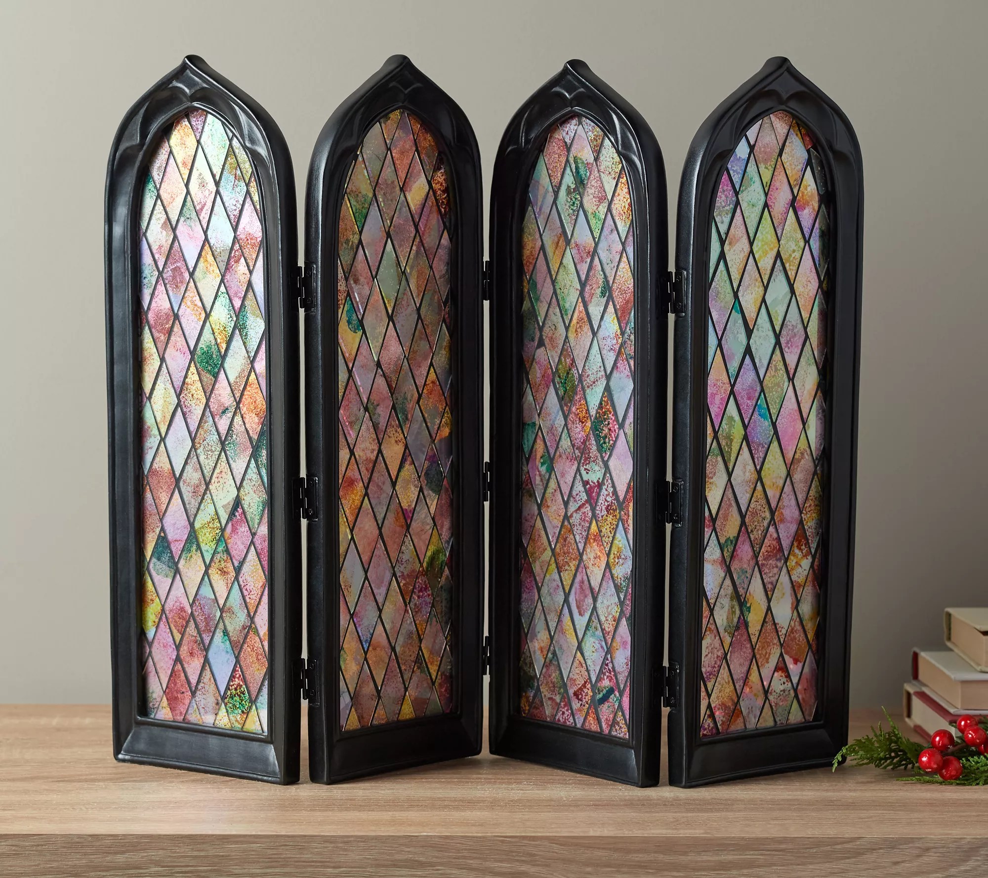 "As Is" 4Panel Stained Glass Decorative Screen by Valerie