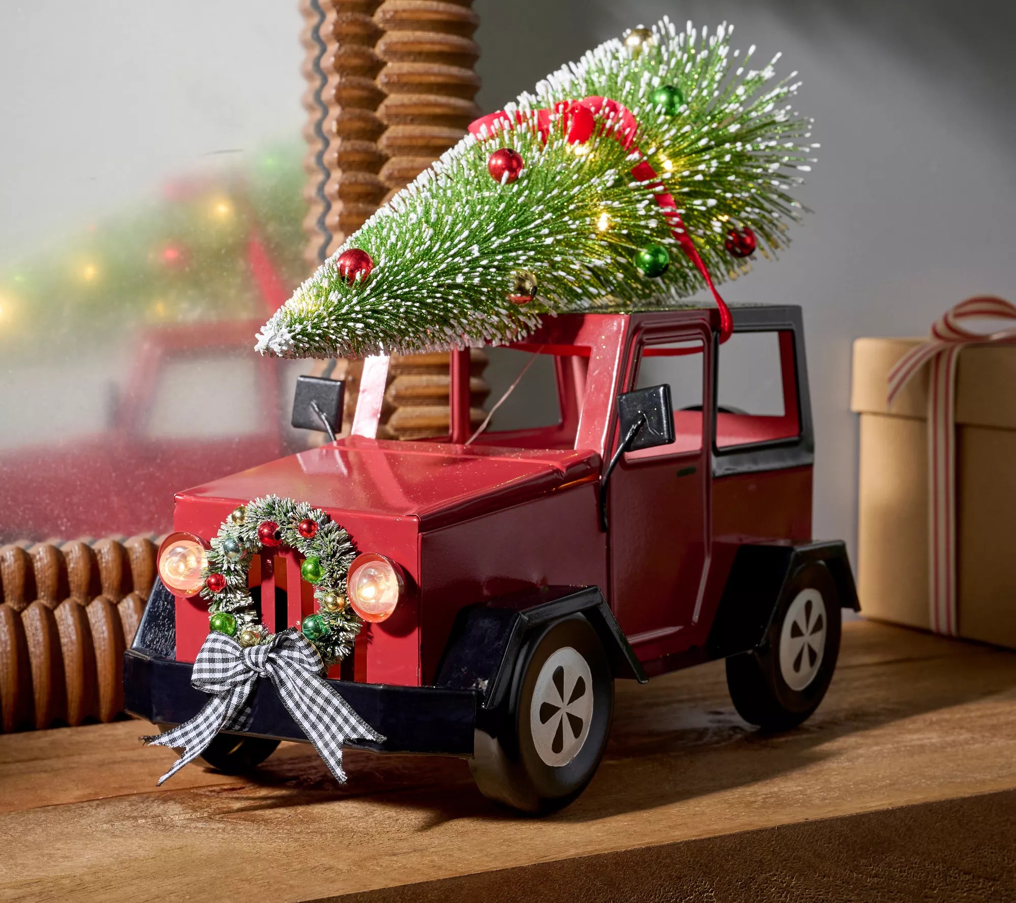 Home Reflections 10" Illuminated Holiday Truck with Tree