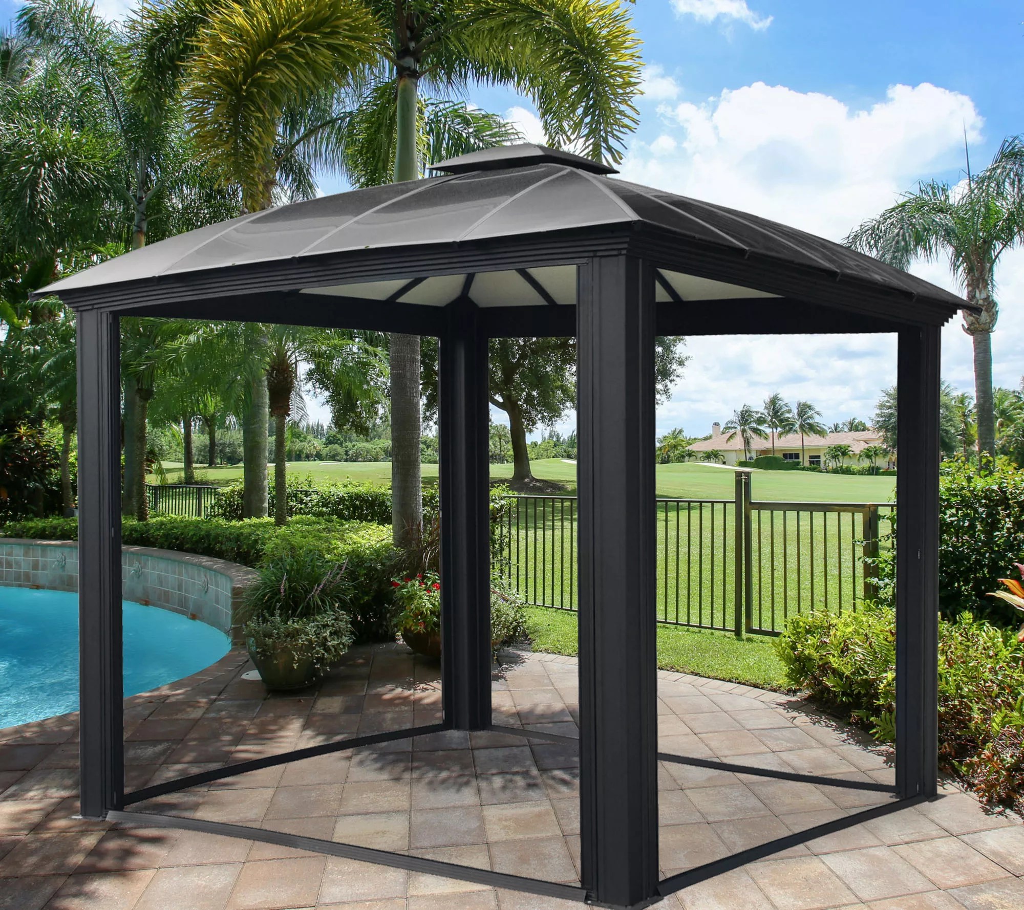 Paragon Siena 12' x 12' Hard Top Gazebo with Sliding Screens