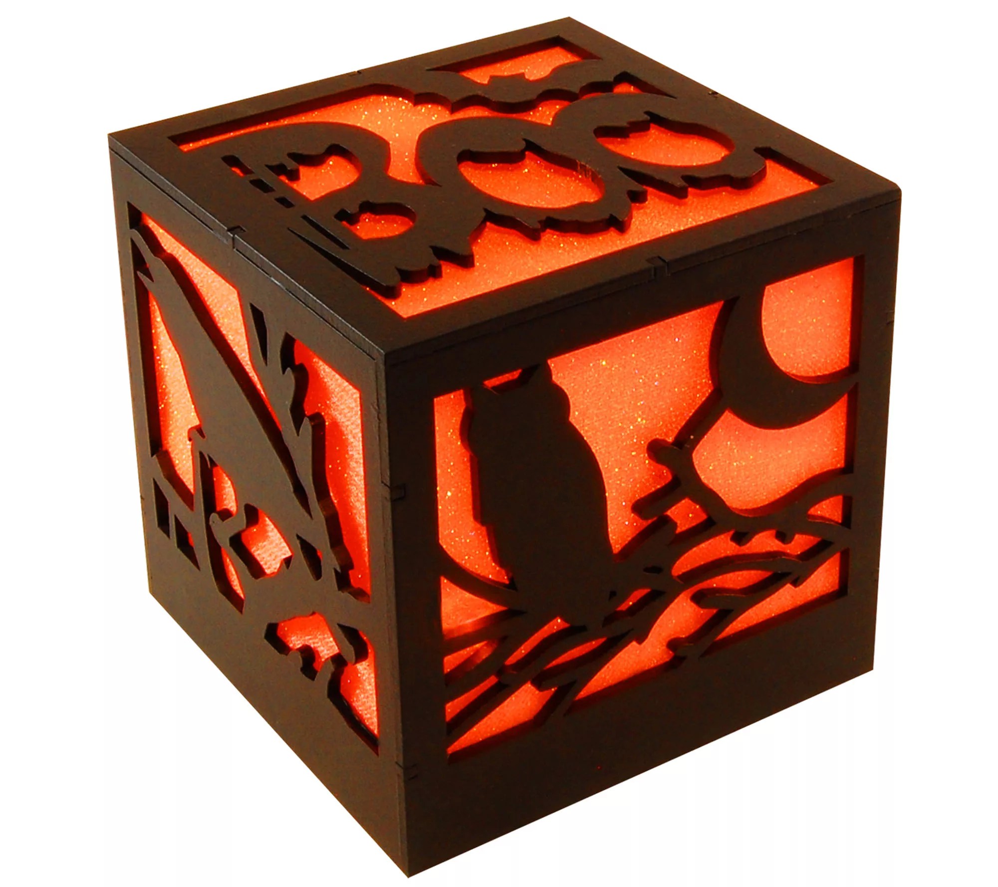 LumaBase Halloween Boo Light Wooden Lantern